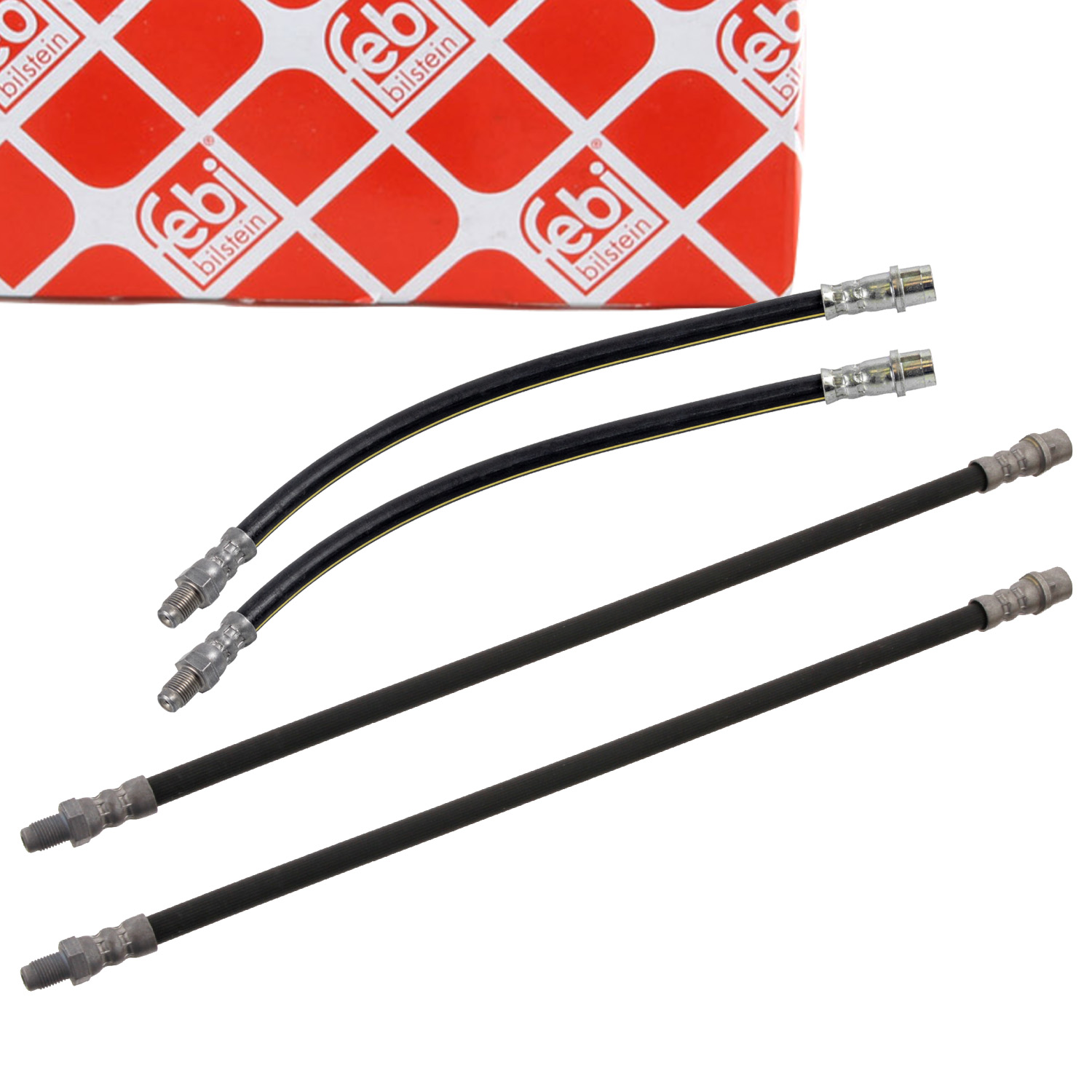 4x febi Bremsschlauch f&uuml;r MERCEDES W202 W203 C208 A208 C209 A209 W210 R170 vorne + hinten