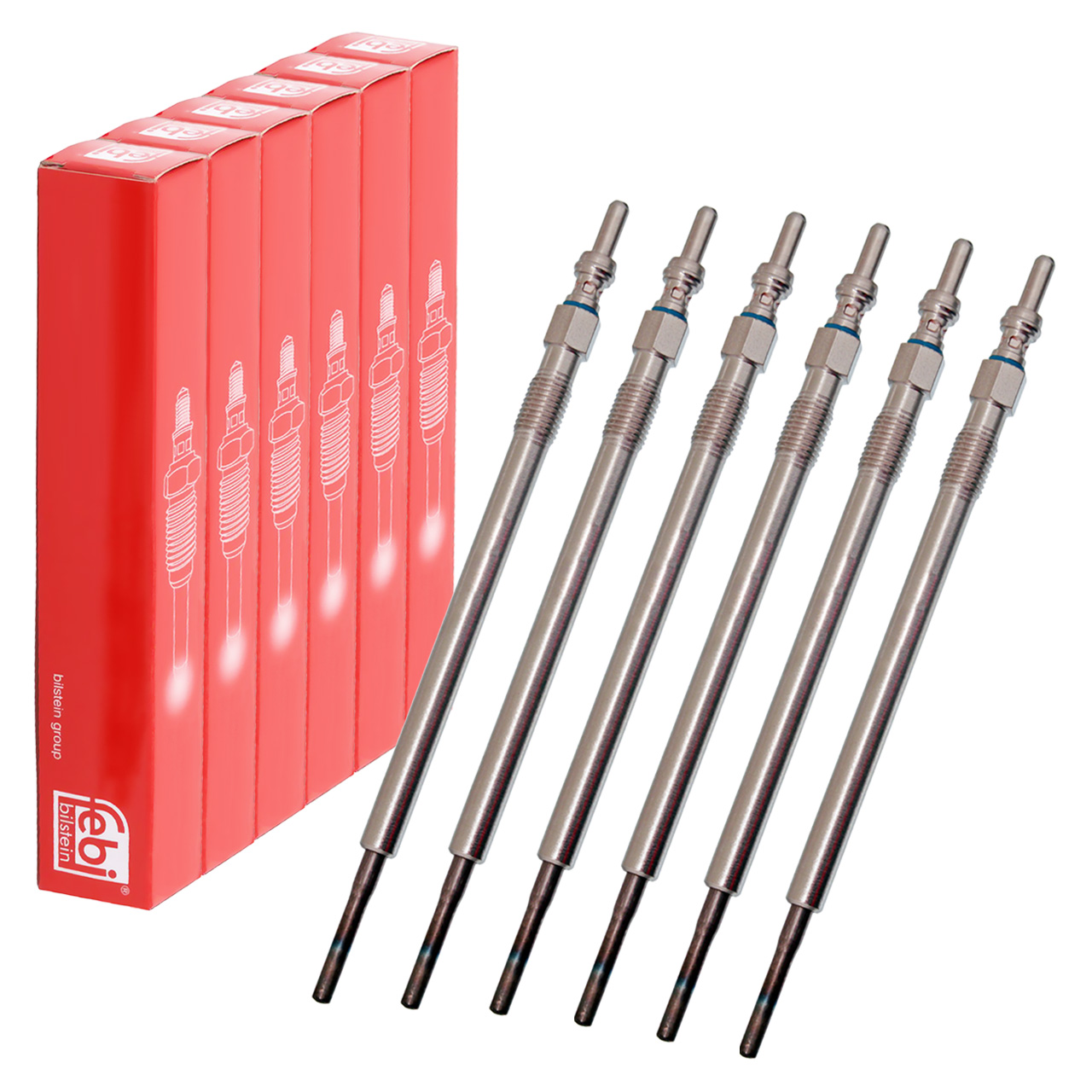 6x febi Gl&uuml;hkerze f&uuml;r MERCEDES W204 W212 W213 W461 W463 X164 X204 W164 OM642 0011596601