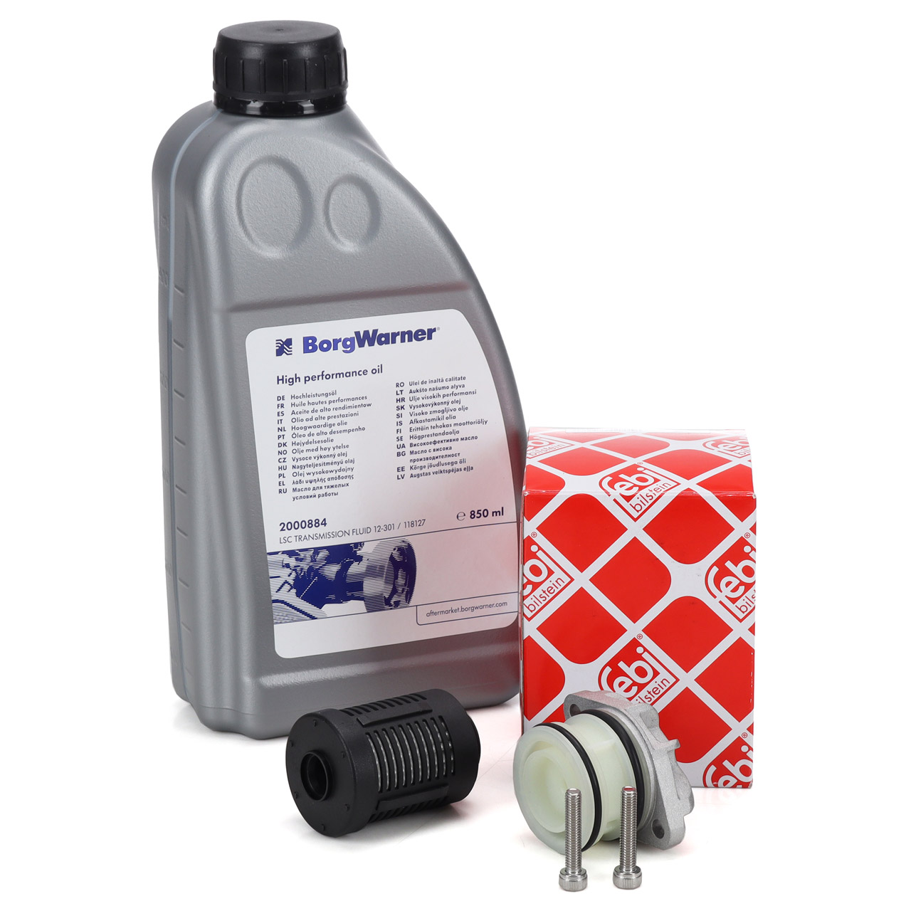 FEBI Hydraulikfilter Haldex-Kupplung + 1L BORGWARNER Öl VW Golf 6 Passat B6 B7 Sharan