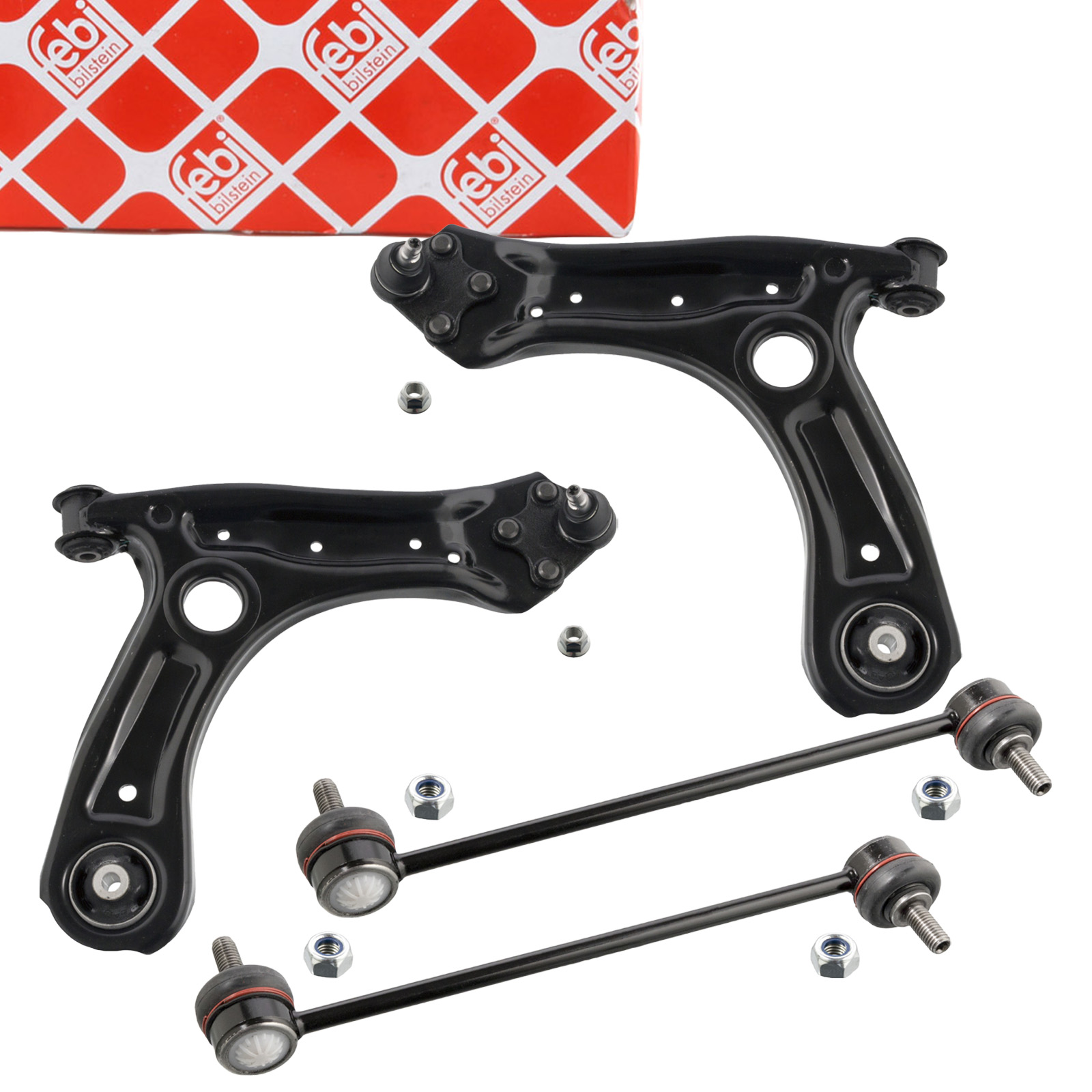 2x febi control arms + ball joints + tie rod for VW Polo 5, Ibiza 8X, Fabia 4 (front)