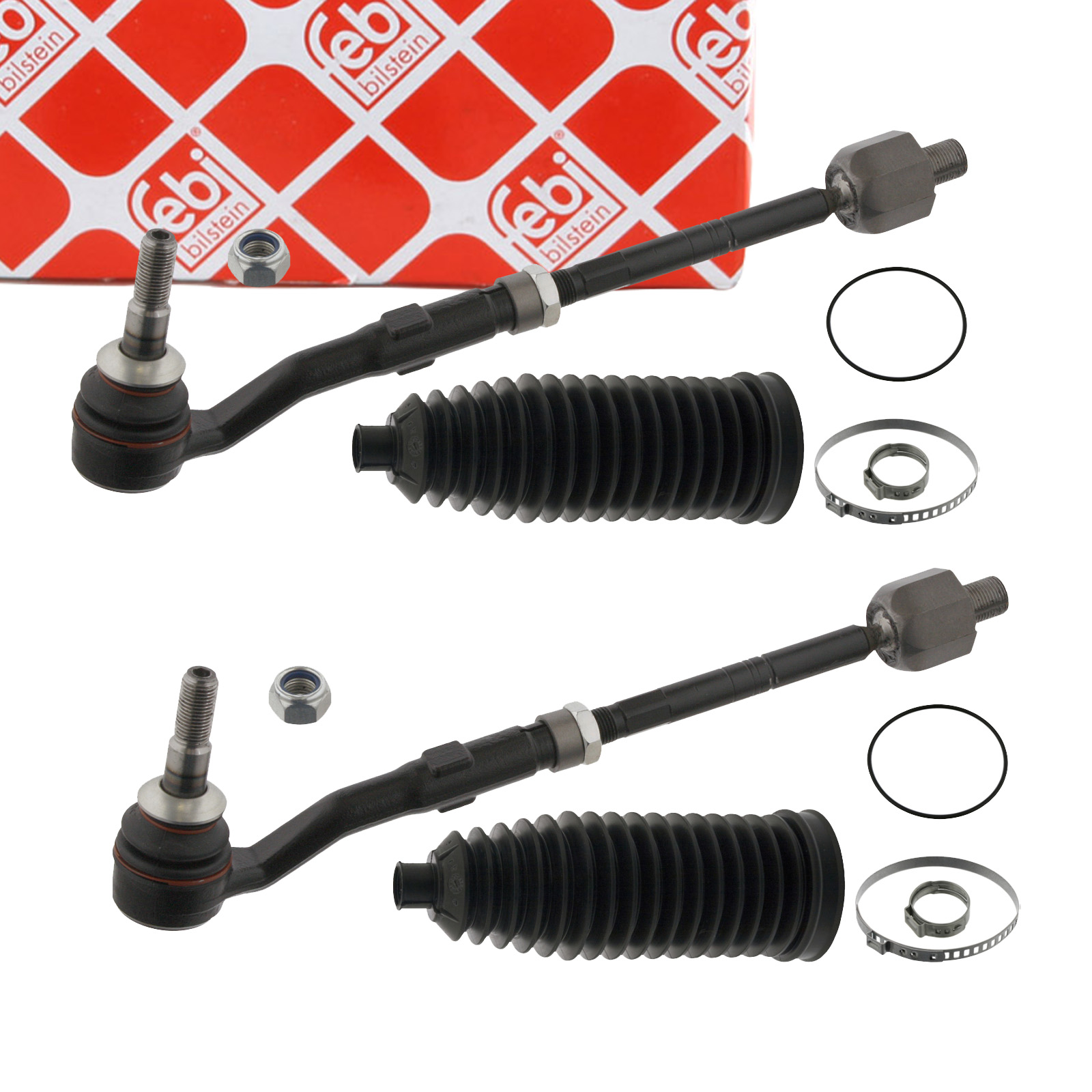 2x febi 46290 PROKIT Spurstange + Kopf + Lenkmanschette f&uuml;r BMW 5er E60 E61 6er E63 vorne