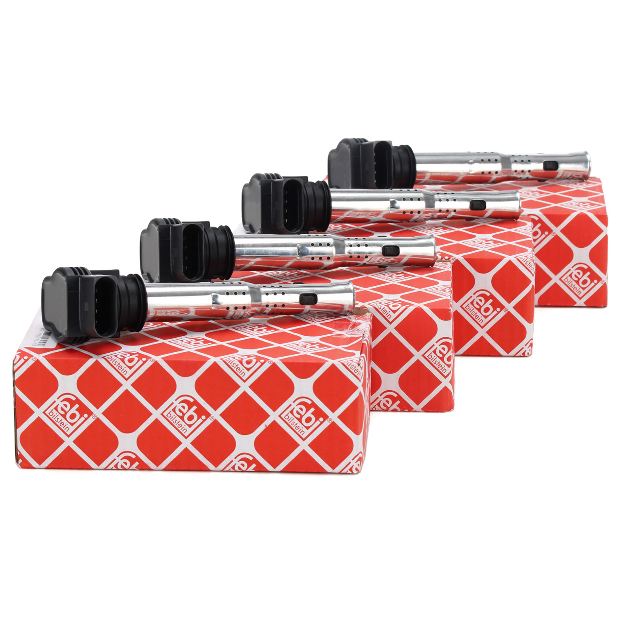 4x febi 23258 Ignition Coil for AUDI A3, A4, A5, SEAT Leon, SKODA Octavia, Golf 2, 5, 6, 1.8&ndash;2.0 TSI