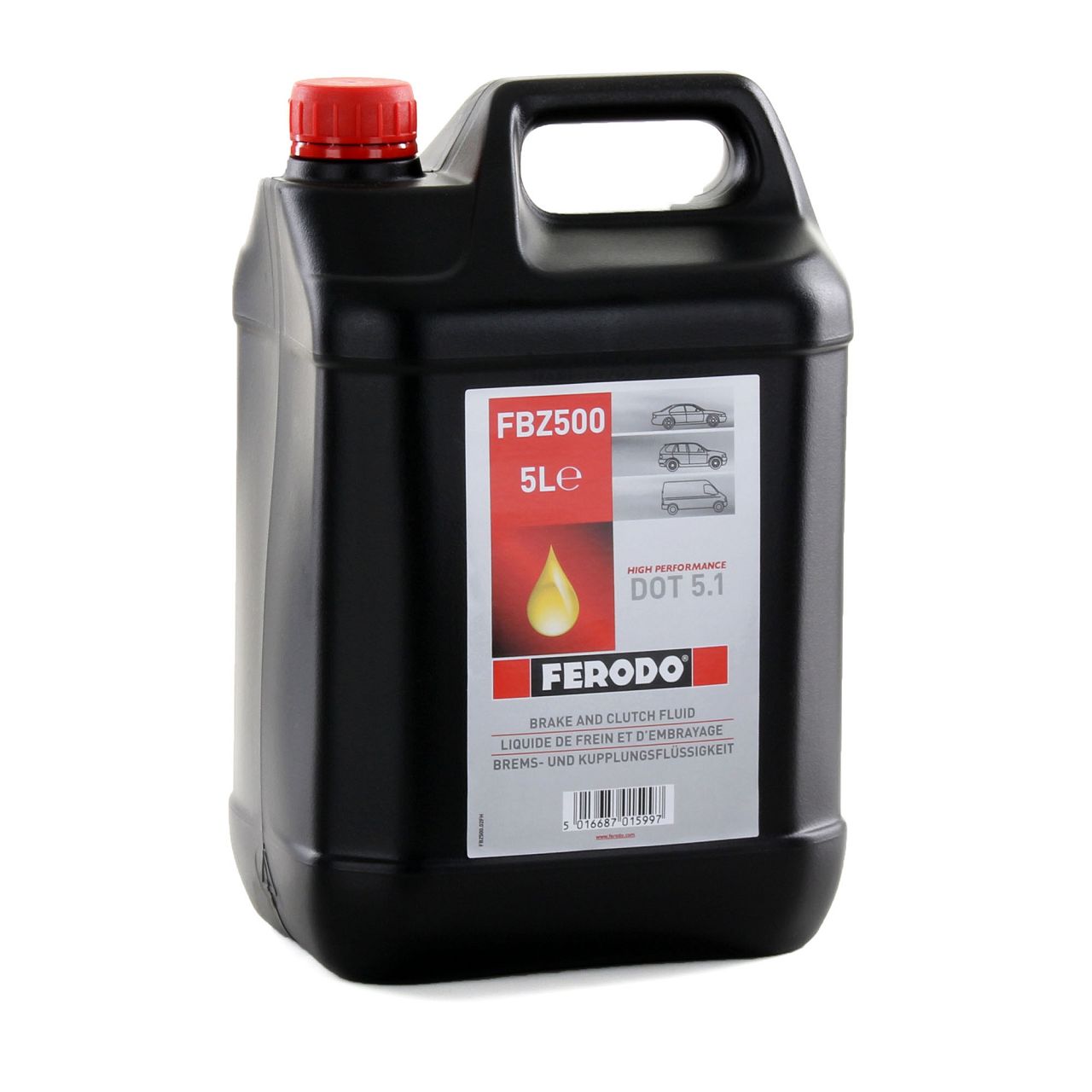 FERODO Bremsflüssigkeit Kupplungsflüssigkeit DOT 5.1 FBZ500 - 5L 5 Liter