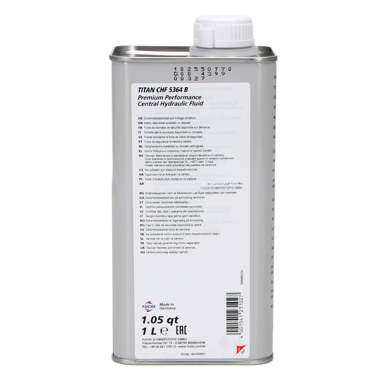 1L 1 Liter FUCHS Pentosin TITAN CHF 5364B Hydrauliköl Zentralhydrauliköl MB 344.0