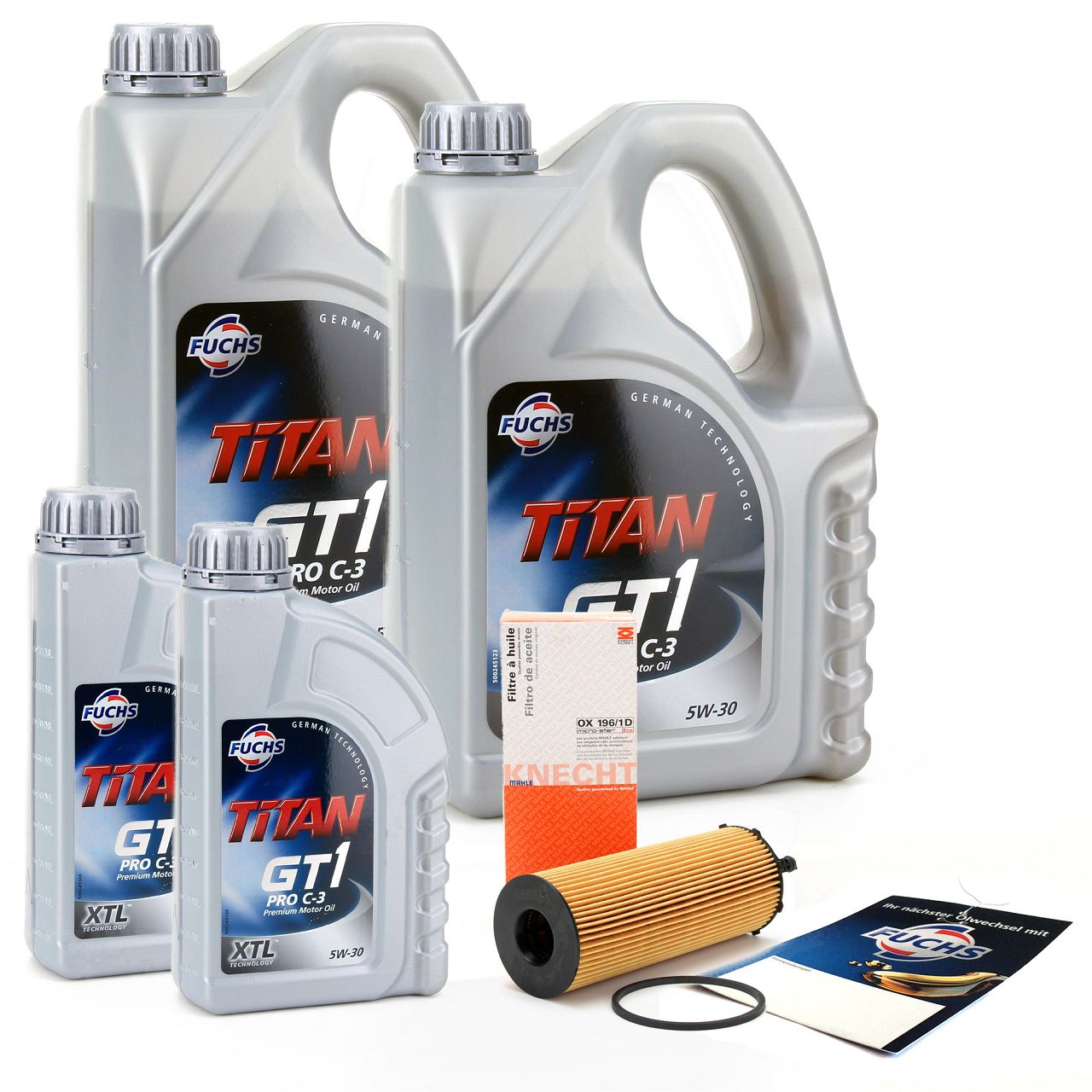 10L 10 Liter FUCHS Motoröl TITAN GT1 Pro C-3 5W-30 + MAHLE Ölfilter OX196/1D