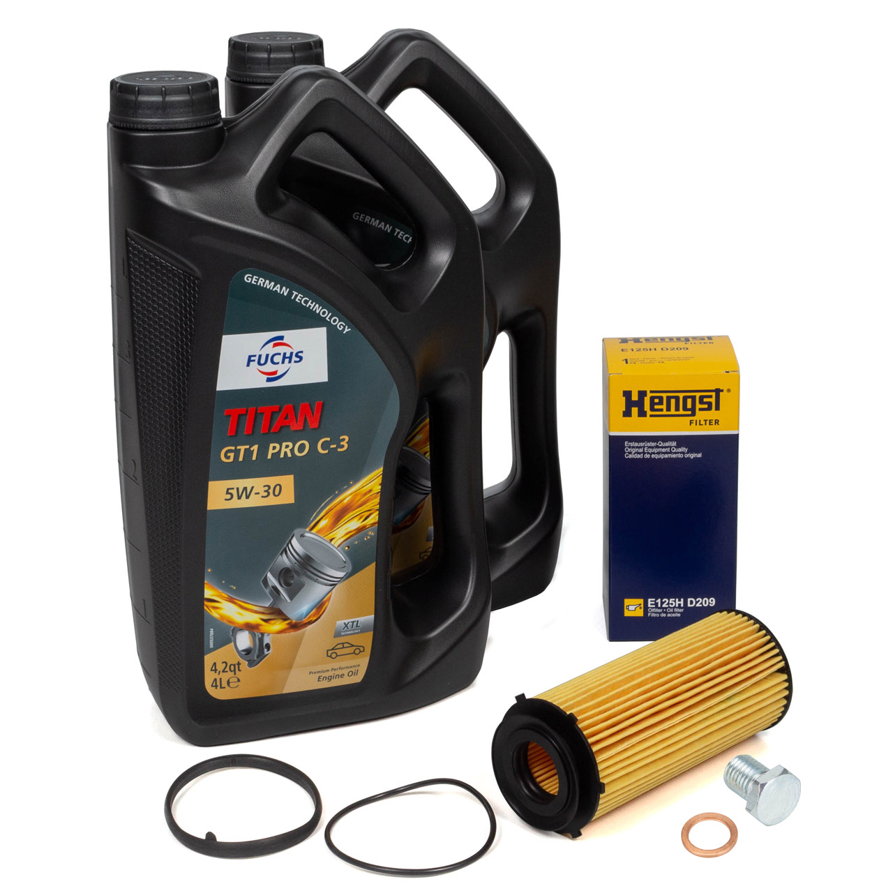 8 Liter FUCHS Motoröl 5W30 + HENGST Ölfilter für BMW 3er 5er X5 204/245/299 PS