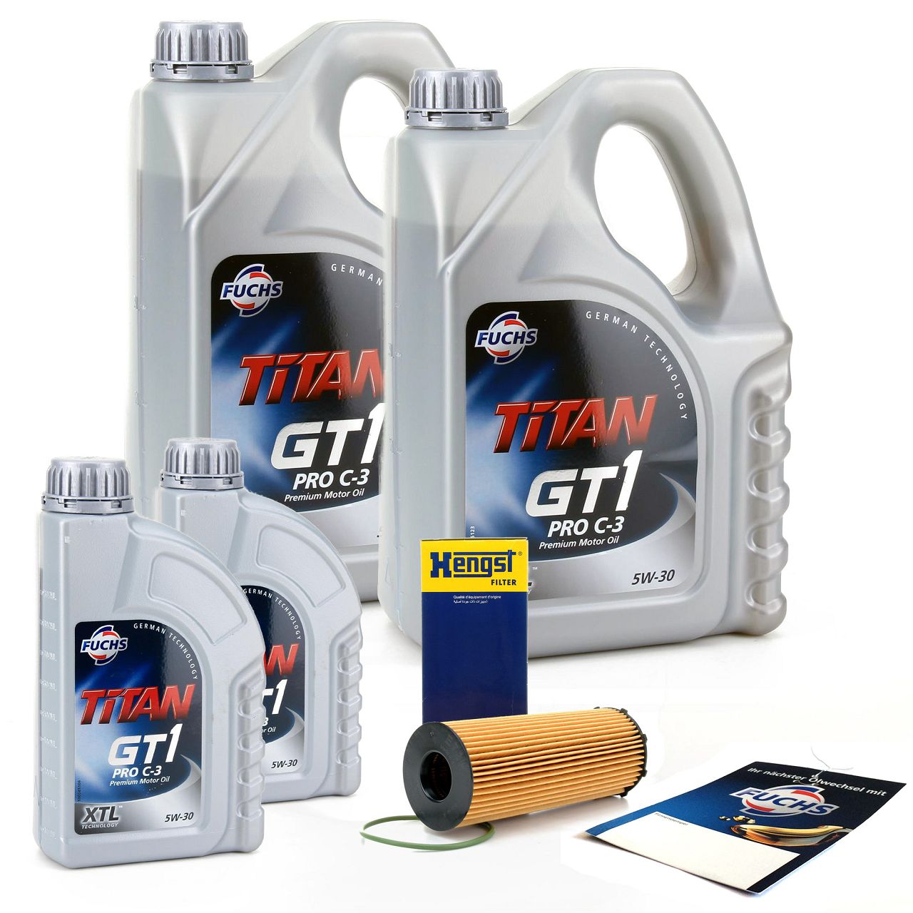 10L 10 Liter FUCHS Motoröl TITAN GT1 Pro C-3 5W-30 + HENGST Ölfilter E73HD207