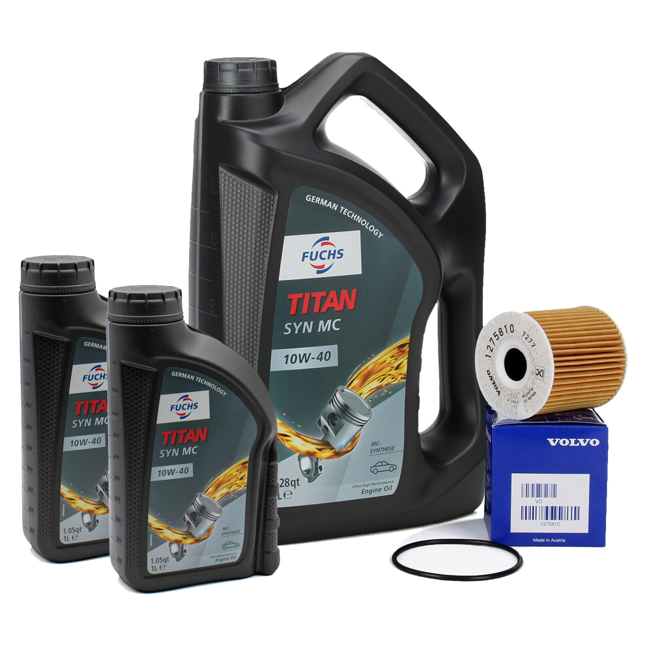 7L 7 Liter FUCHS TITAN SYN MC 10W40 Motoröl + ORIGINAL VOLVO Ölfilter 1275810