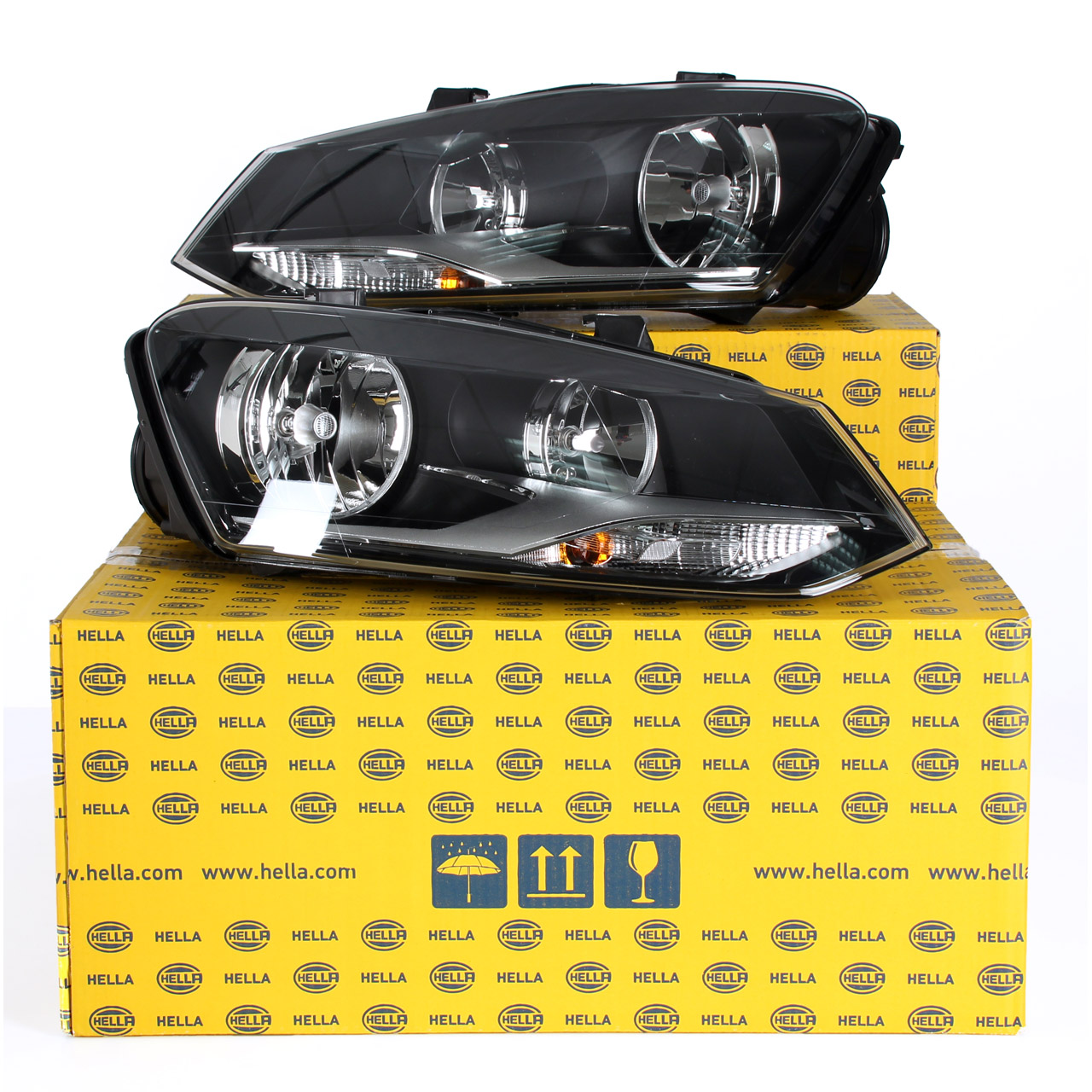 2x HELLA HALOGEN Scheinwerfer + Leuchtmittel VW Polo 5 6R 6C bis 04.2014 links + rechts
