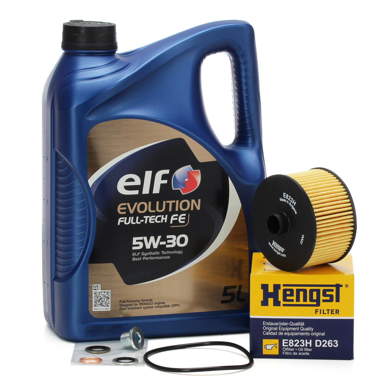 5L elf 5W30 Motoröl + HENGST Ölfilter für MERCEDES RENAULT DACIA SMART 0.9+1.2+1.3