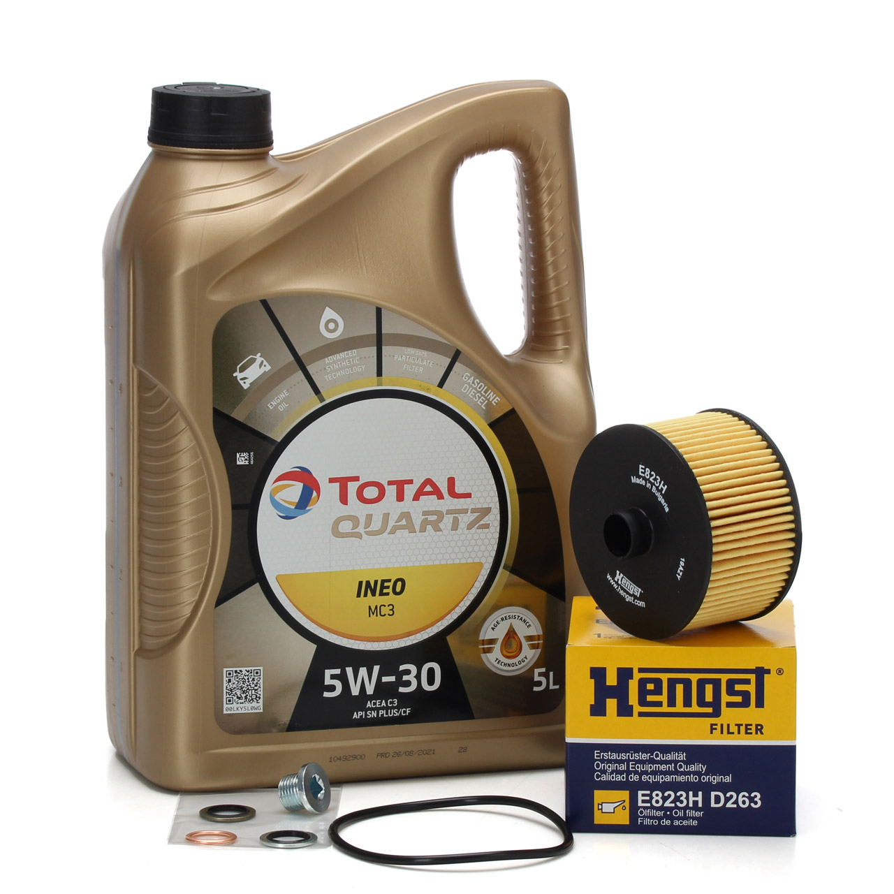 5L TOTAL 5W30 Motoröl + HENGST Ölfilter für MERCEDES RENAULT DACIA SMART 0.9+1.2+1.3