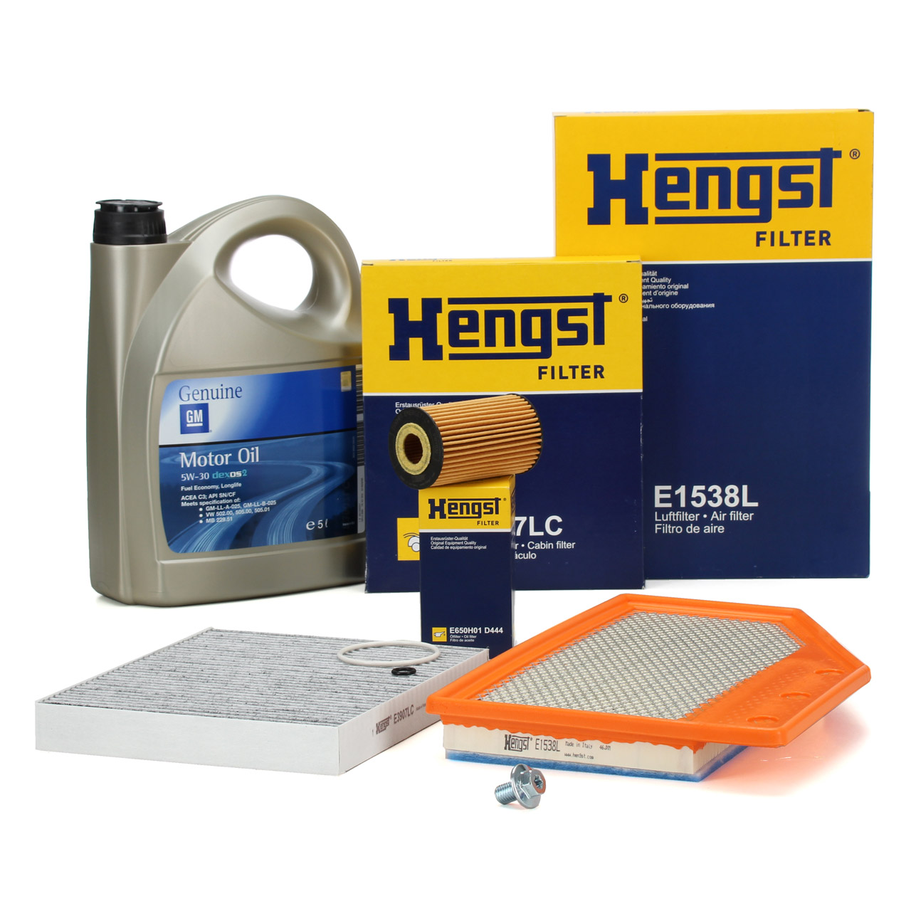 HENGST Filterset 3-tlg + 5L ORIGINAL 5W30 dexos2 Motoröl OPEL Insignia B 1.6 CDTI