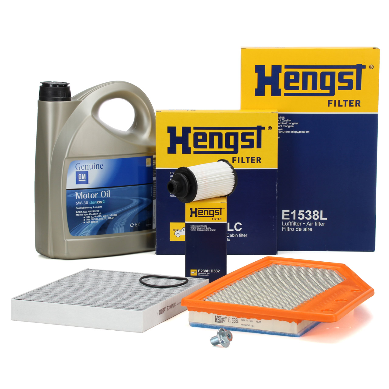 HENGST Filterset 3-tlg + 5L ORIGINAL 5W30 dexos2 Motor&ouml;l f&uuml;r OPEL Insignia B 2.0 CDTI