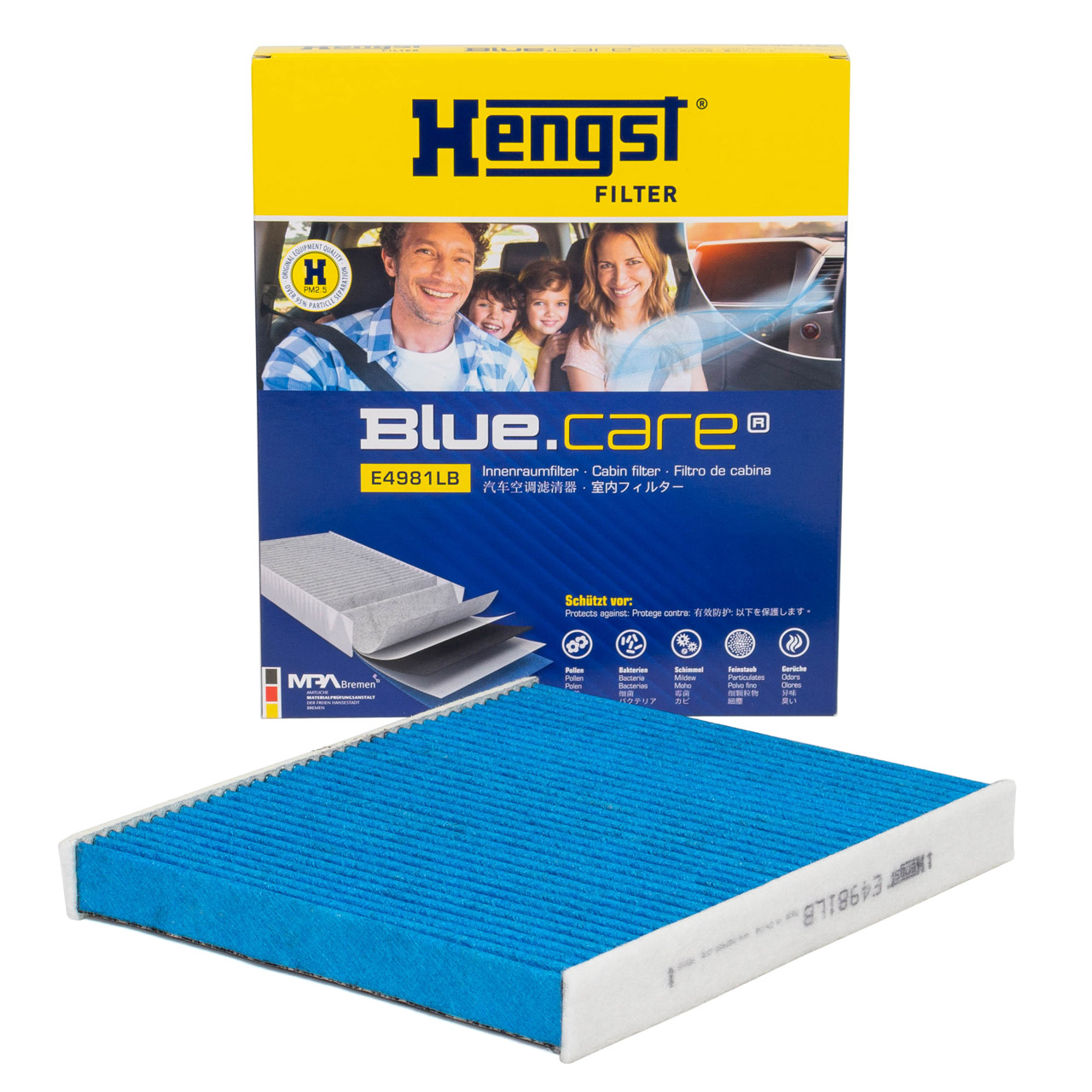 HENGST E4981LB BLUE CARE Innenraumfilter ANTIBAKTERIELL AUDI A1 VW Polo AW SEAT SKODA