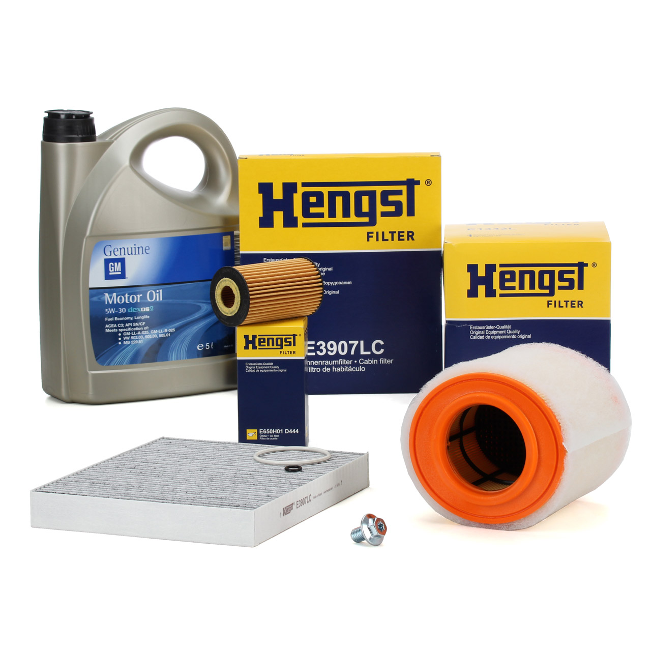 HENGST Filterset 3-tlg + 5L ORIGINAL 5W30 dexos2 Motoröl OPEL Astra K 1.6 CDTi 95-160 PS