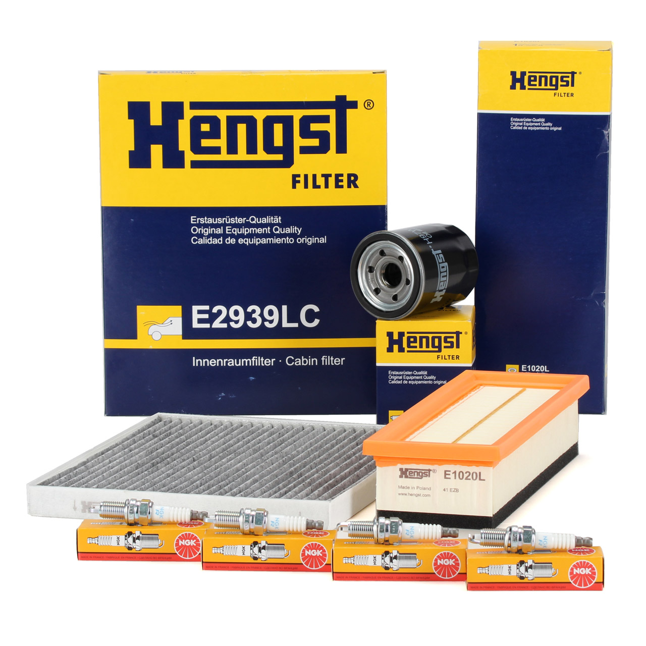 HENGST Filterset + 4x NGK Zündkerze FIAT Grande / Punto / Evo (199_) 1.2 1.4