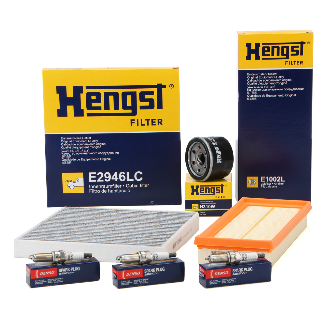 HENGST Filterset + 3x DENSO Zündkerze SMART ForTwo (451) 1.0 61-120 PS