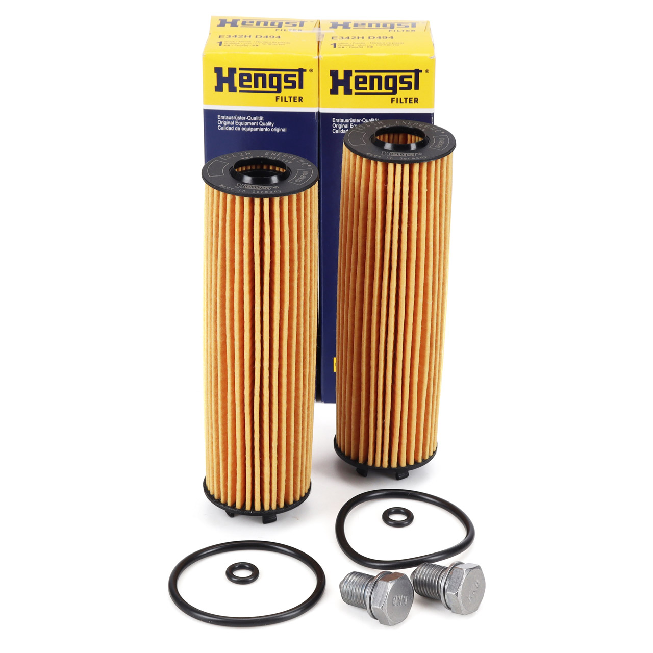 2x HENGST Ölfilter + Schraube für VW Golf 8 Passat B8 Caddy 5 T-Roc Tiguan Touran 2.0 TDI
