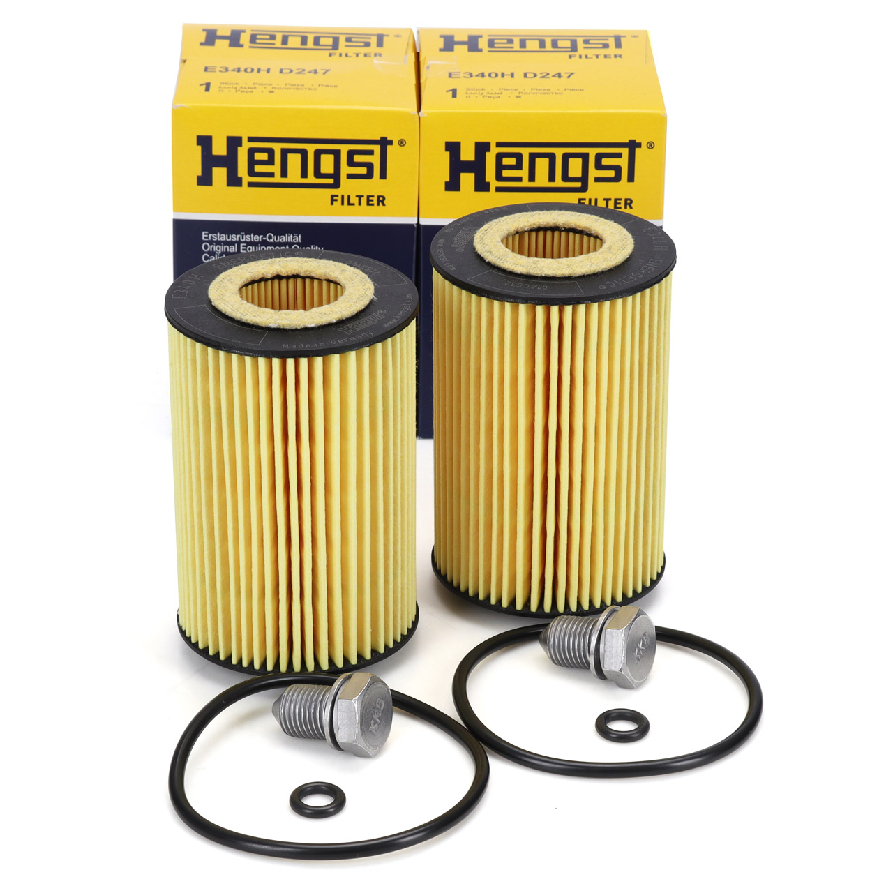 2x HENGST E340HD247 &Ouml;lfilter + Schraube f&uuml;r VW Golf 7 Passat Polo Tiguan 1.6/2.0 TDI