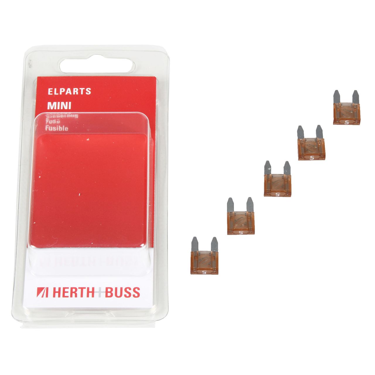 5x HERTH+BUSS ELPARTS Sicherung MINI-Flachsicherung 5A bis 32V HELLBRAUN