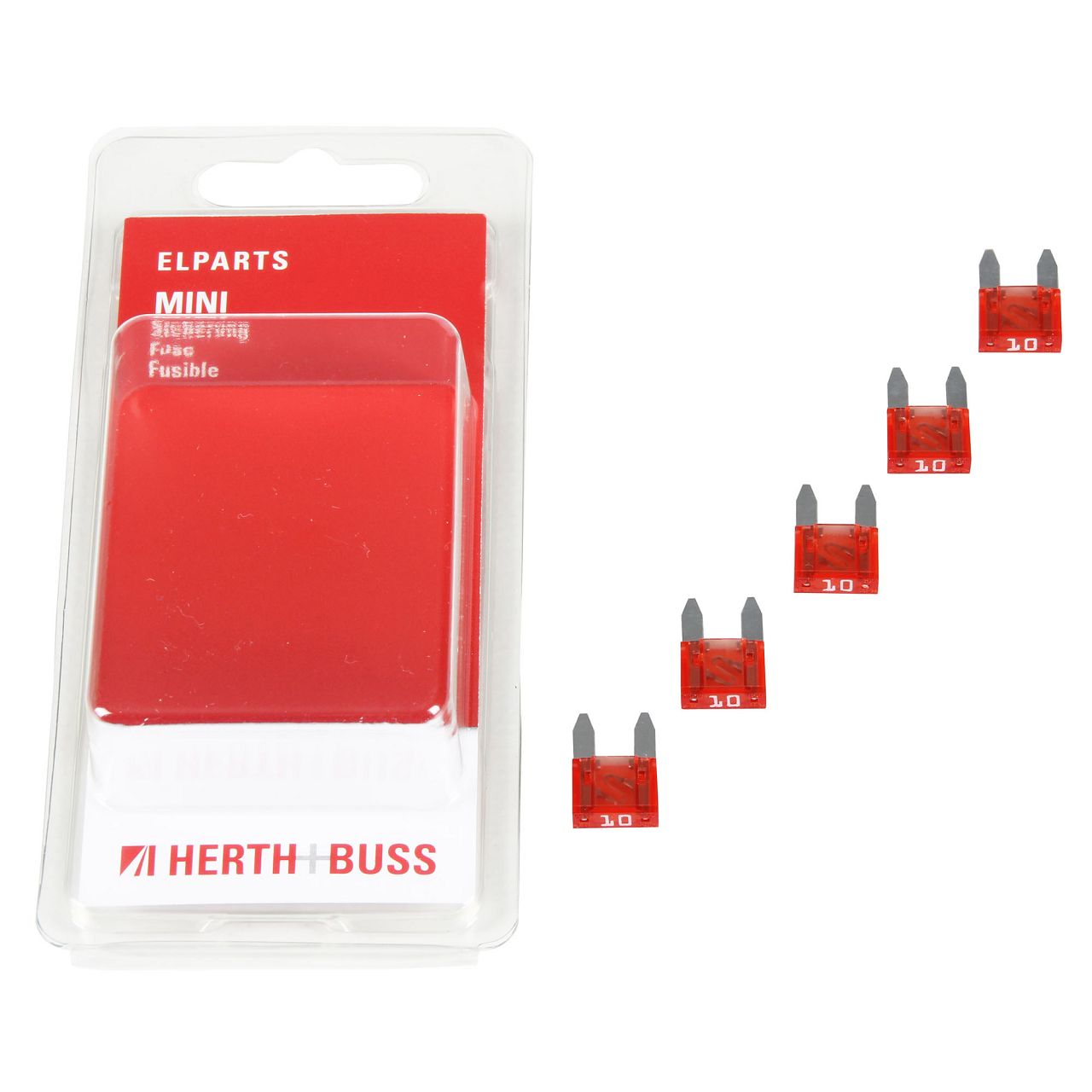 5x HERTH+BUSS ELPARTS Sicherung MINI-Flachsicherung 10A bis 32V ROT