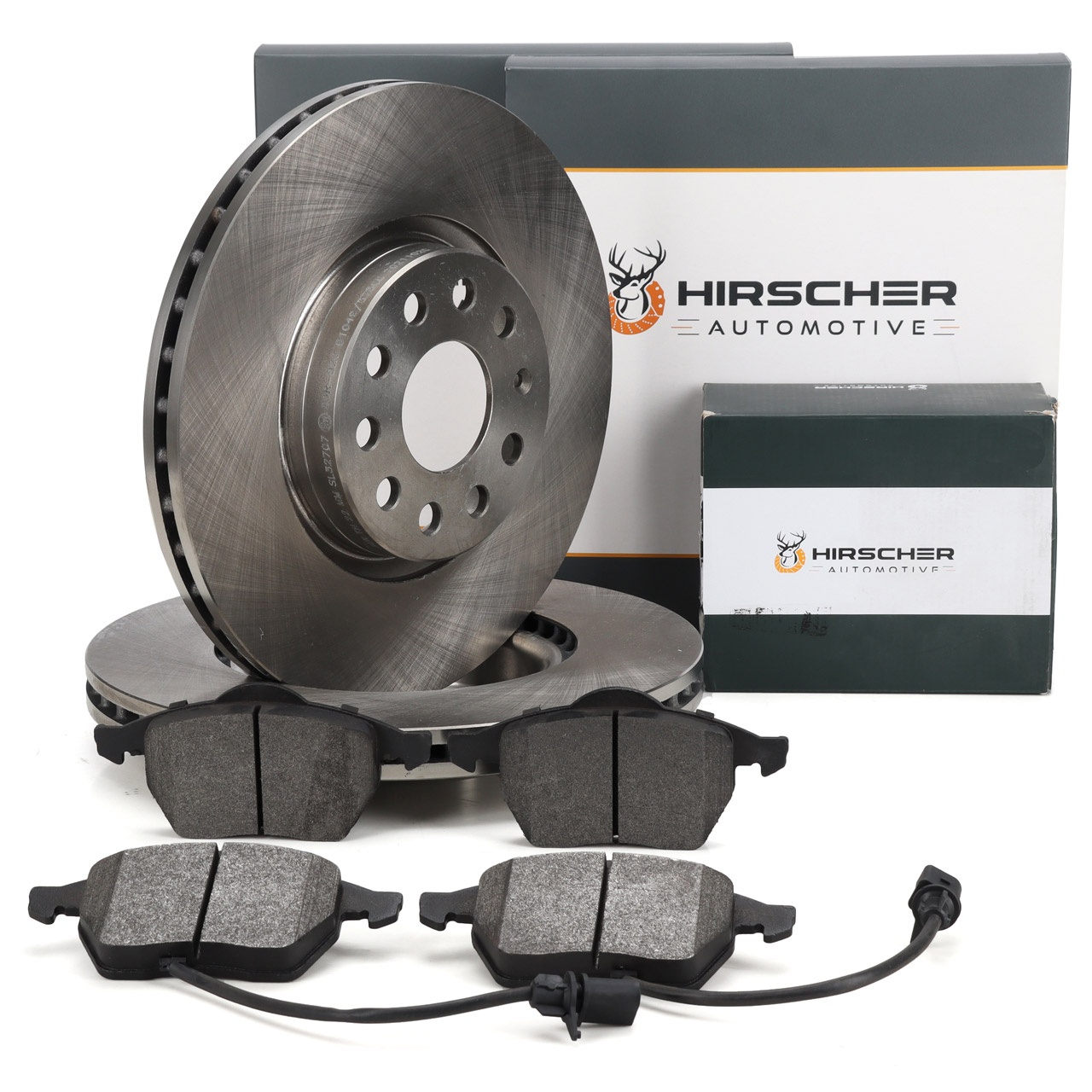 HIRSCHER Bremsscheiben + Bremsbeläge + Sensor SKODA Superb 1 (3U4) PR-1LT ab Fgst. vorne