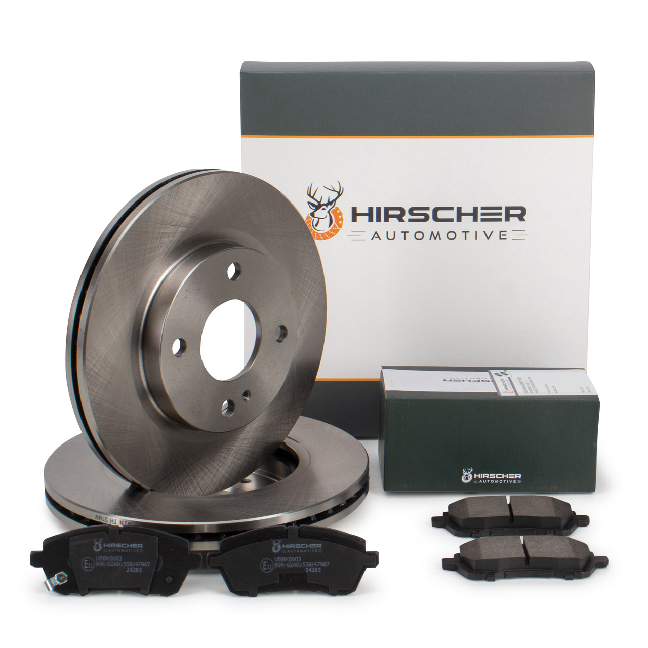 HIRSCHER Bremsscheiben + Bremsbeläge FORD Fiesta 6 MK6 1.0-1.6 Ti 1.4/1.5/1.6 TDCi vorne