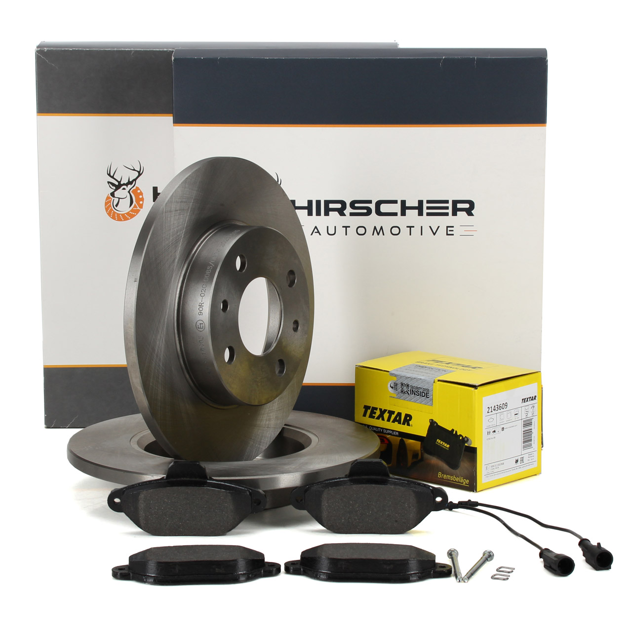 HIRSCHER Bremsscheiben + TEXTAR Beläge + Sensor FIAT 500 (312_) FORD Ka (RU8) 1.2 vorne