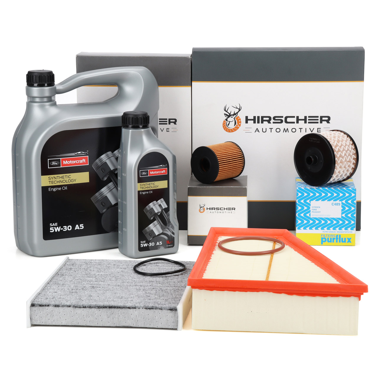 HIRSCHER Filterset 4-tlg + 6L ORIGINAL 5W30 Motoröl FORD Galaxy S 