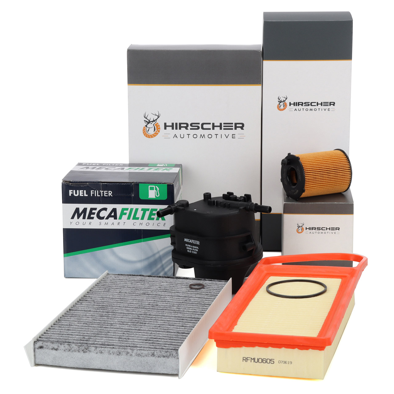 HIRSCHER Filterset Filterpaket 4-tlg CITROEN C2 C3 I PEUGEOT 1007 307 1.4 HDi 68 PS