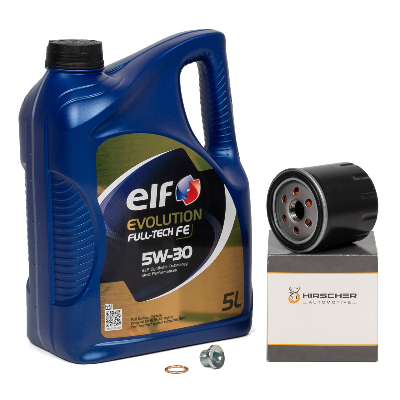 5L elf Evolution Full-Tech FE 5W30 + HIRSCHER Ölfilter für RENAULT MERCEDES NISSAN 1.5 dCi