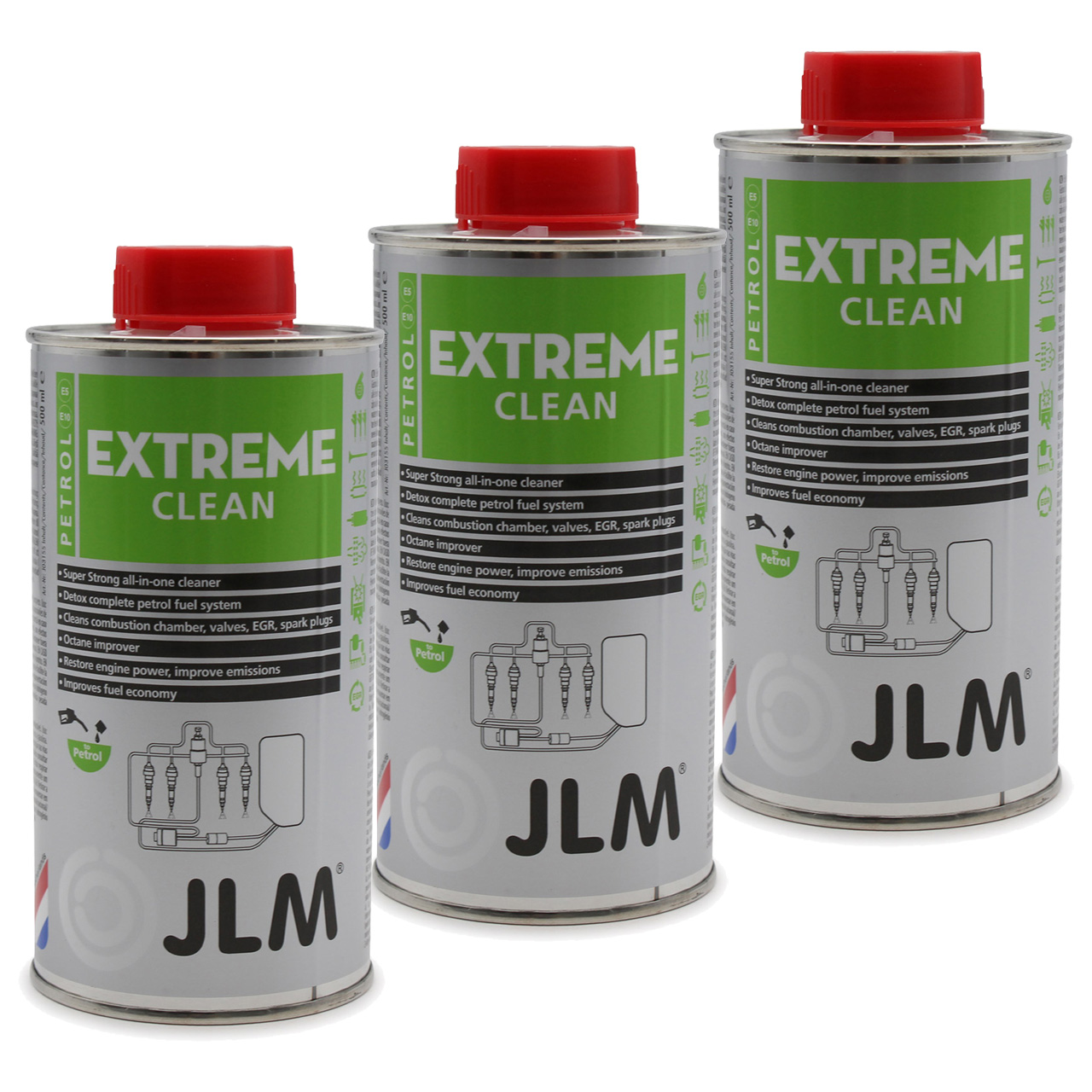 3x 500ml JLM J03155 Extreme Clean Benzin Systemreiniger