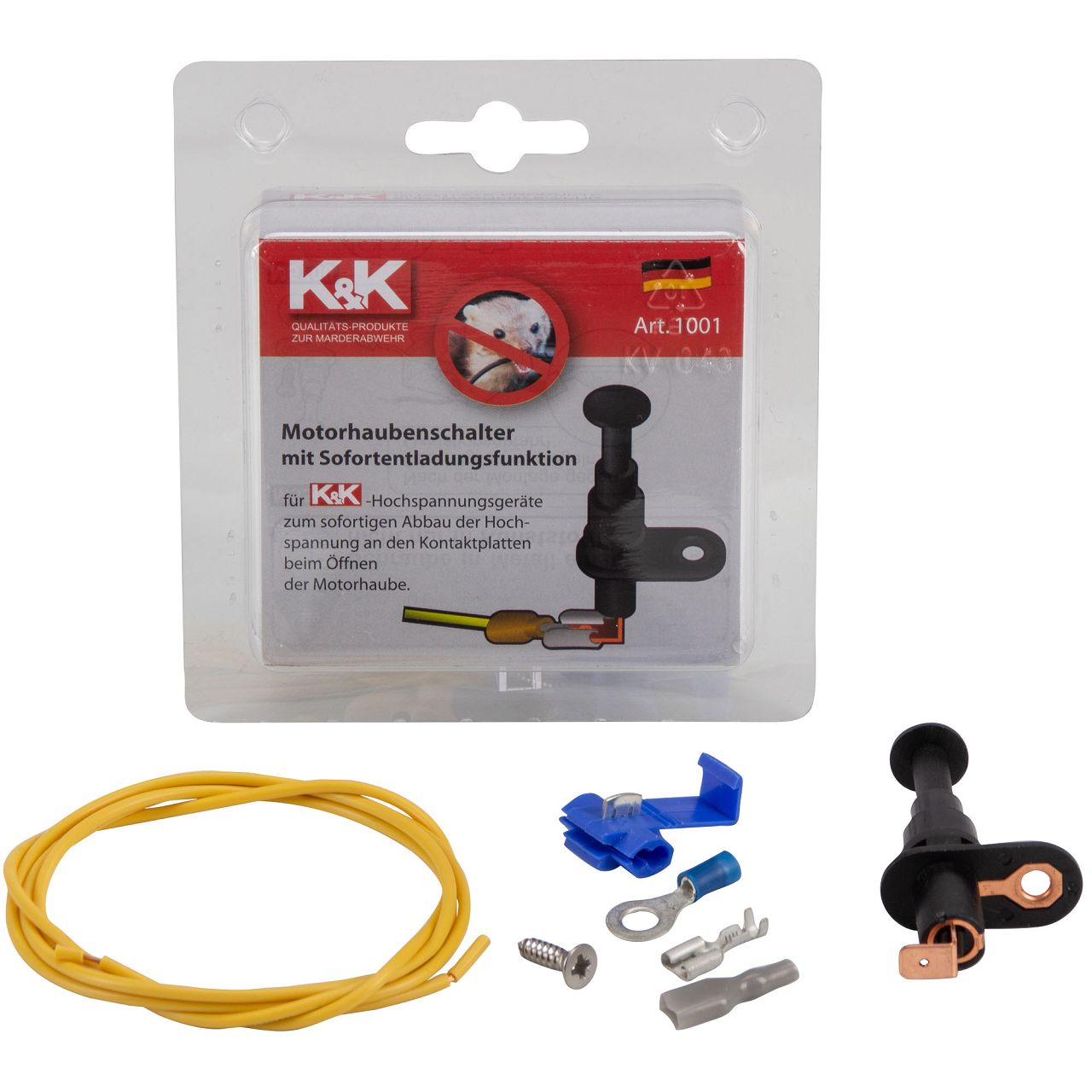 K&K Marderschutz Abwehr 1001 Motorhaubenschalter mit Sofortentladungsfunktion