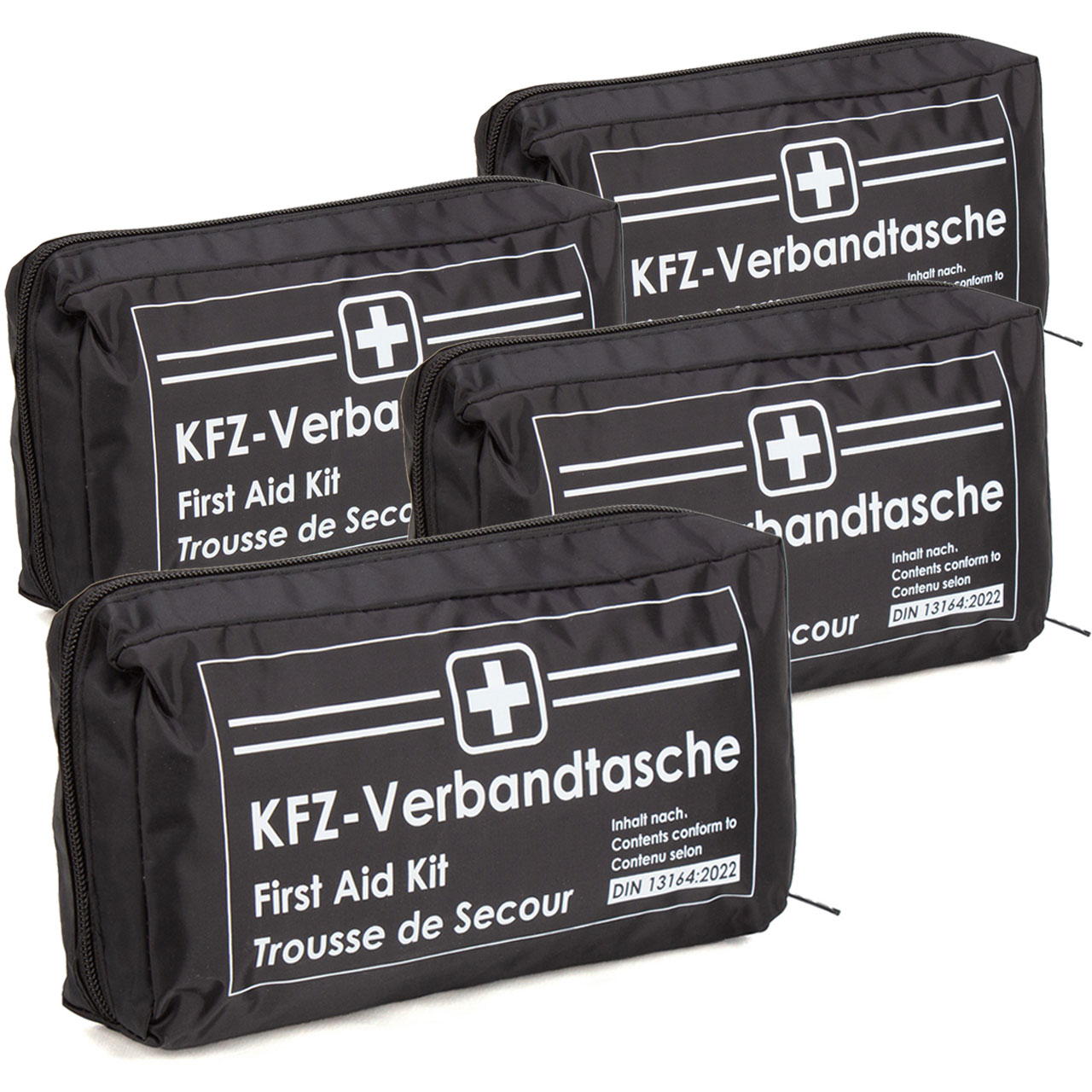4x AUTO PKW KFZ Verbandtasche Verbandkasten Erste-Hilfe SCHWARZ  DIN13164-2022 MHD 12.2027