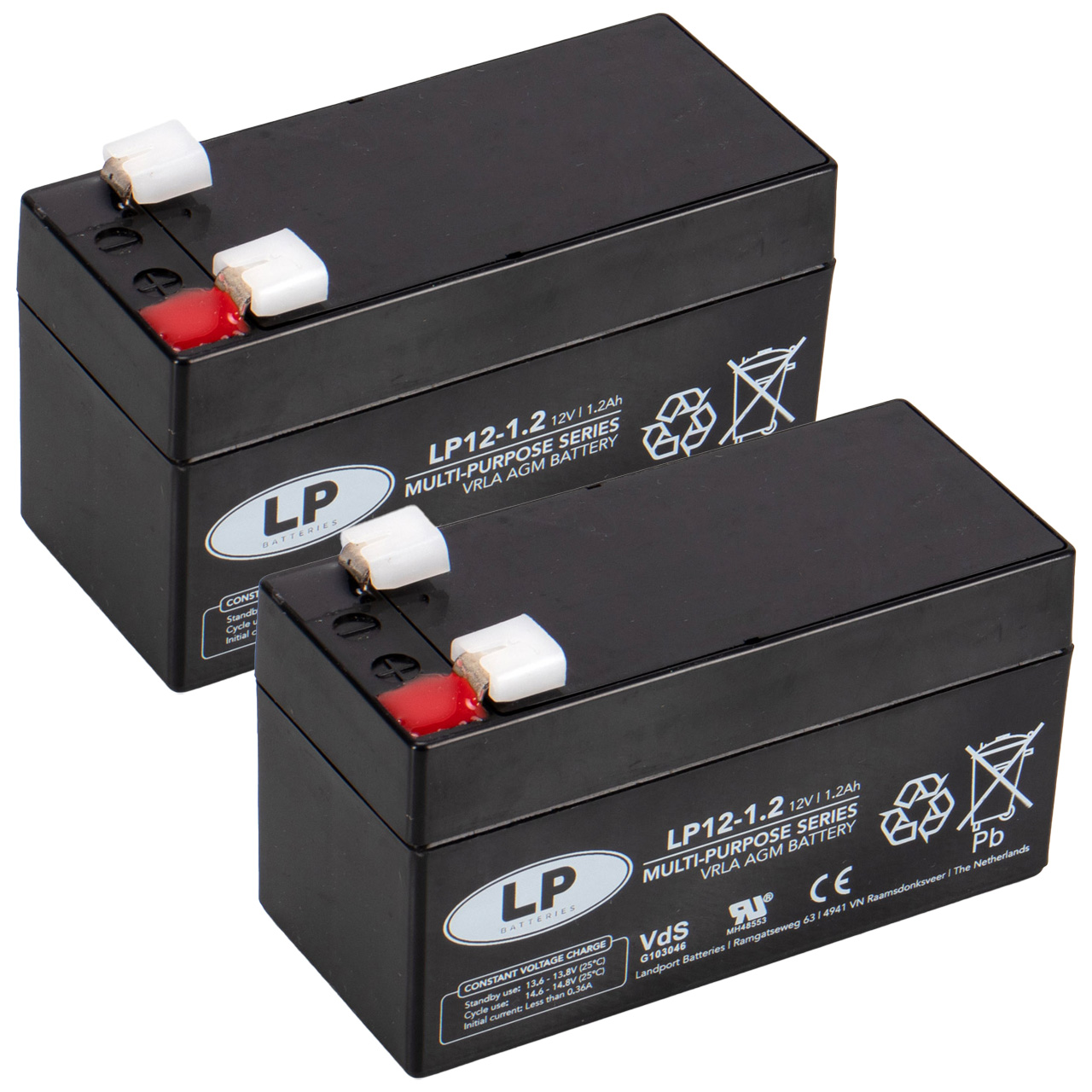 2x LANDPORT VRLA AGM Versorgungsbatterie Stützbatterie 12V 1,2Ah für MERCEDES 000000004039