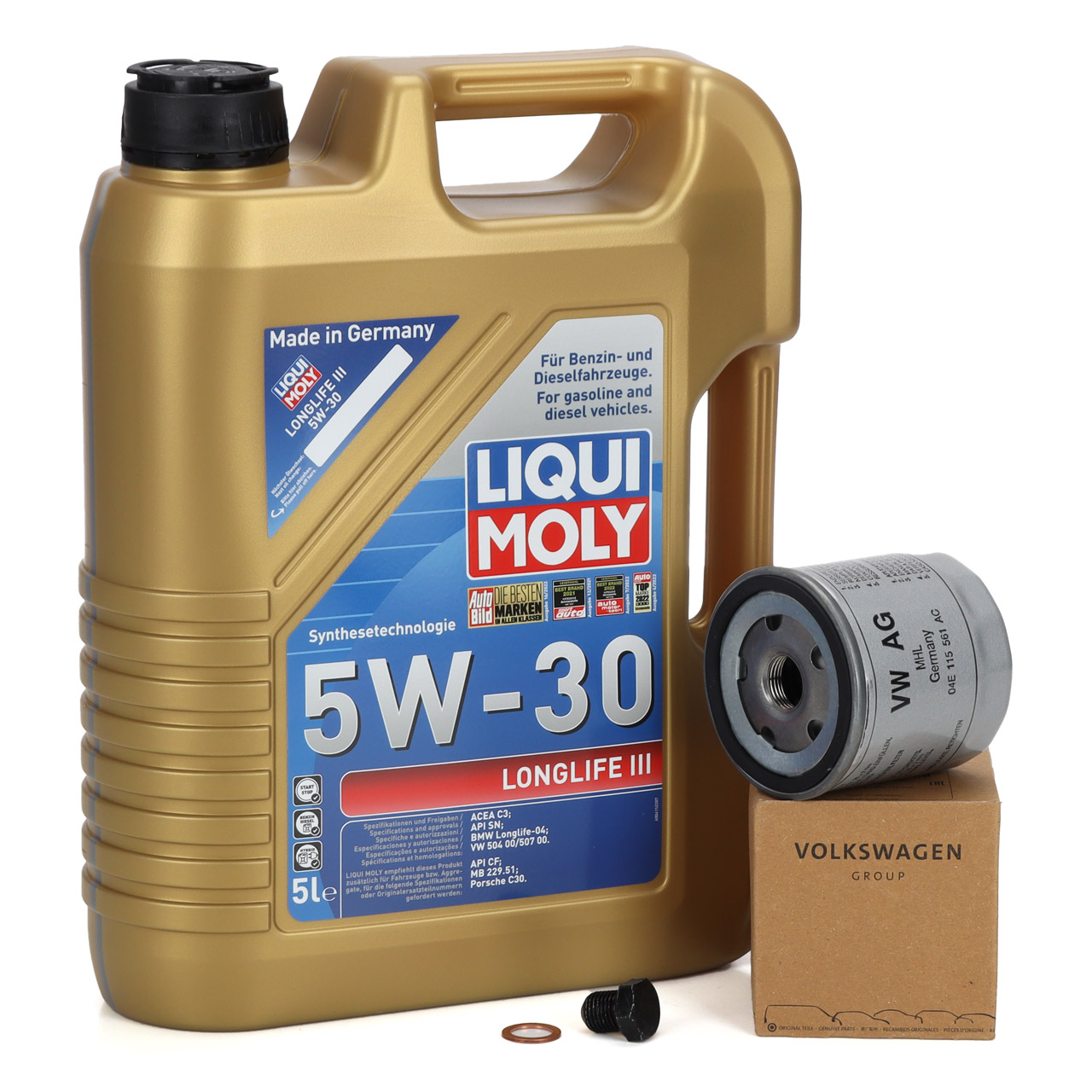 5L LIQUI MOLY 5W30 LONGLIFE III Motoröl ORIGINAL Ölfilter für VAG 1.0-1.5 TSI 04E115561AC