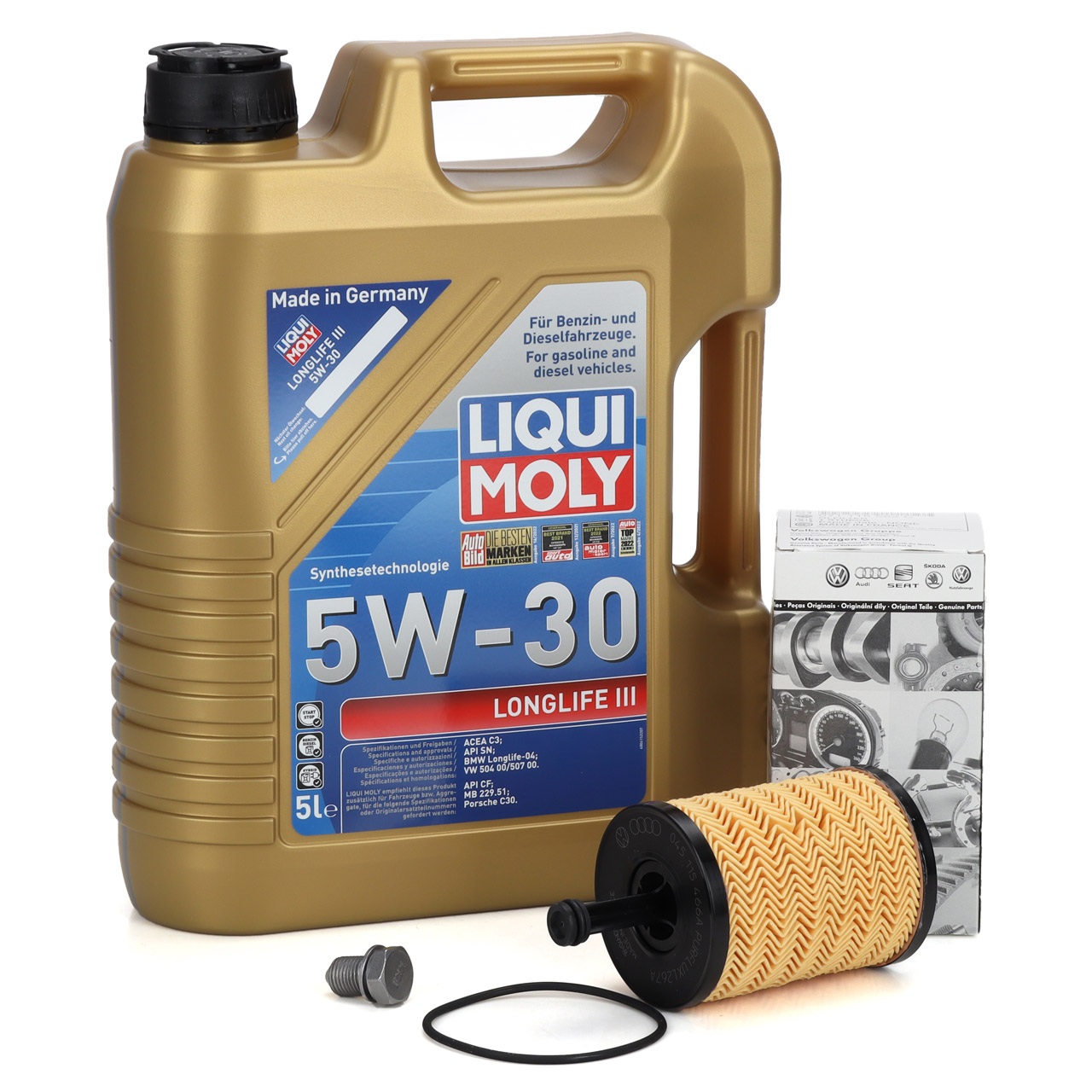 5L LIQUI MOLY 5W30 LONGLIFE III Motoröl + ORIGINAL Ölfilter für VAG 1.2-2.0 TDI 071115562C