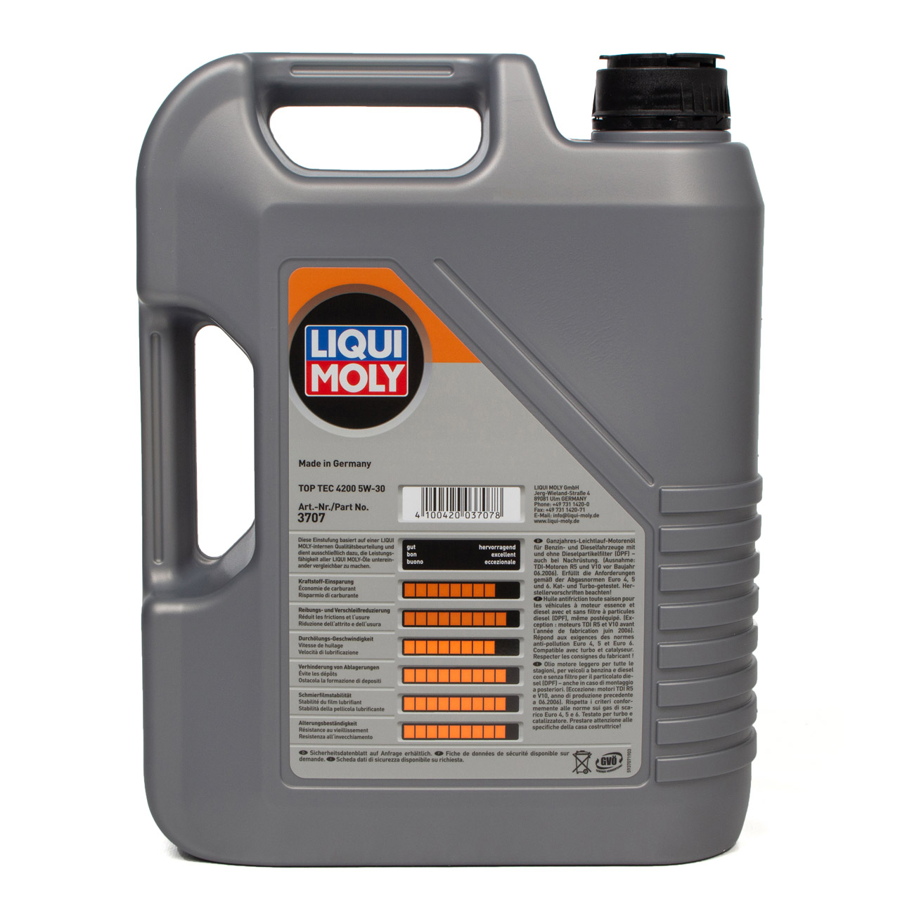 5L 5 Liter LIQUI MOLY Motoröl Öl TOP TEC 4200 5W30 5W-30 3707 VW 504.00 507.00