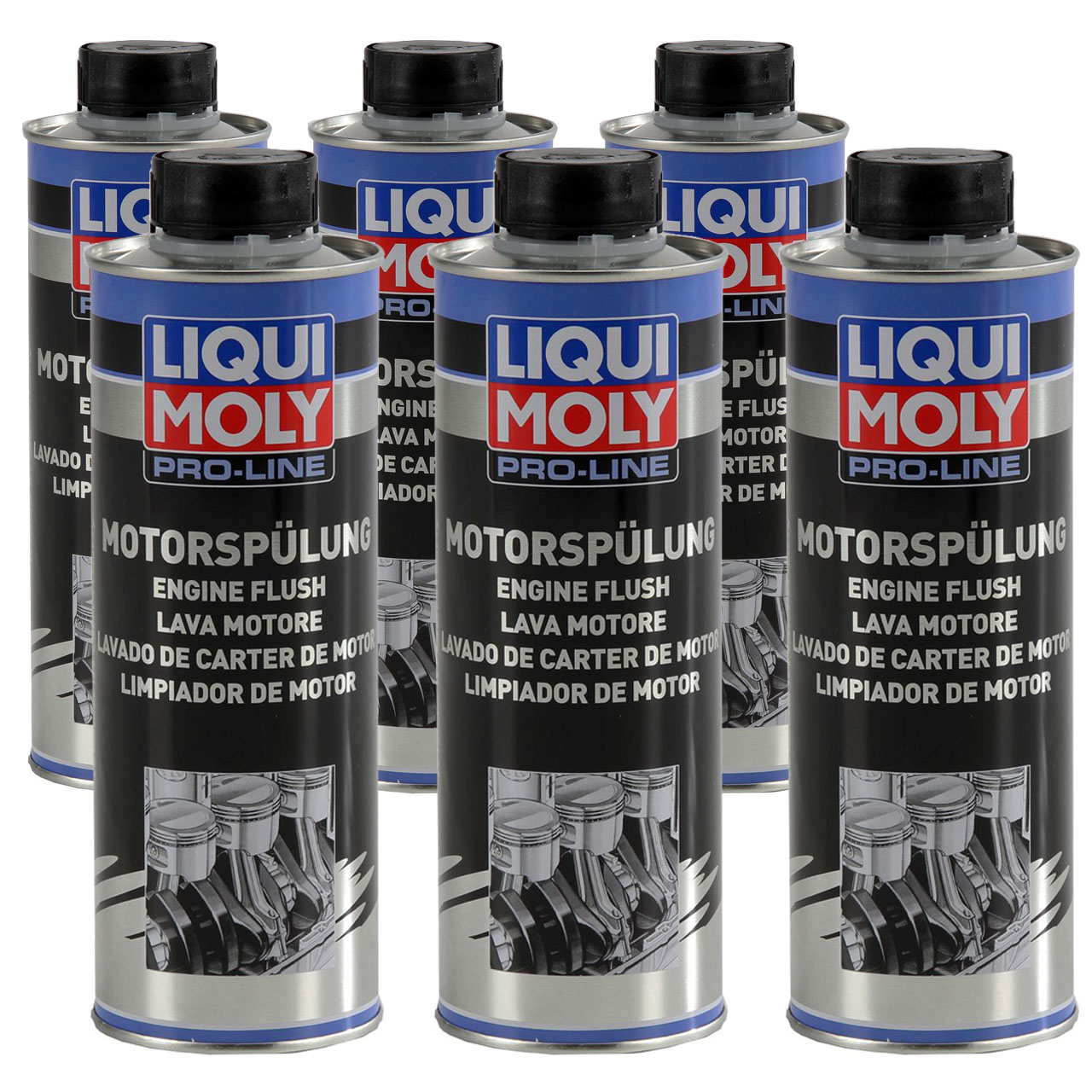 LIQUI MOLY 2427 PRO-LINE Engine Flush, Engine Cleaner, Sludge Flush, 6 x 500 ml