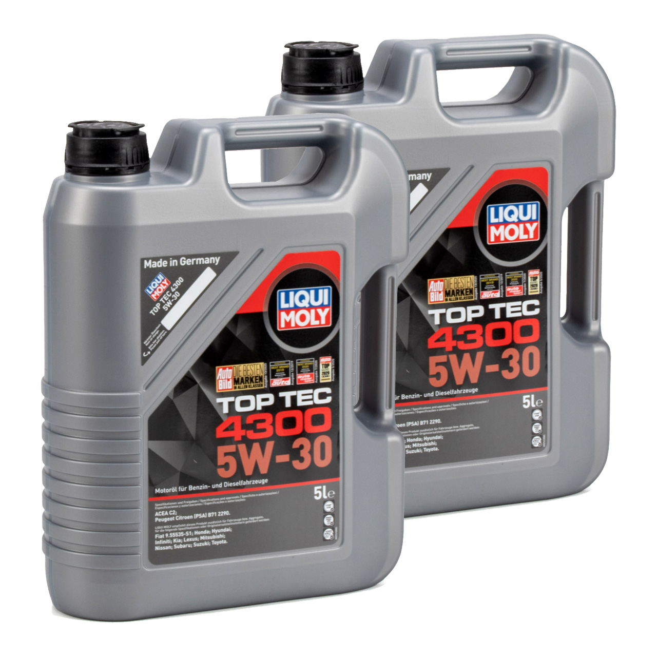 10L 10 Liter LIQUI MOLY Motoröl Öl TOP TEC 4300 5W-30 5W30 ACEA C2 PSA B712290