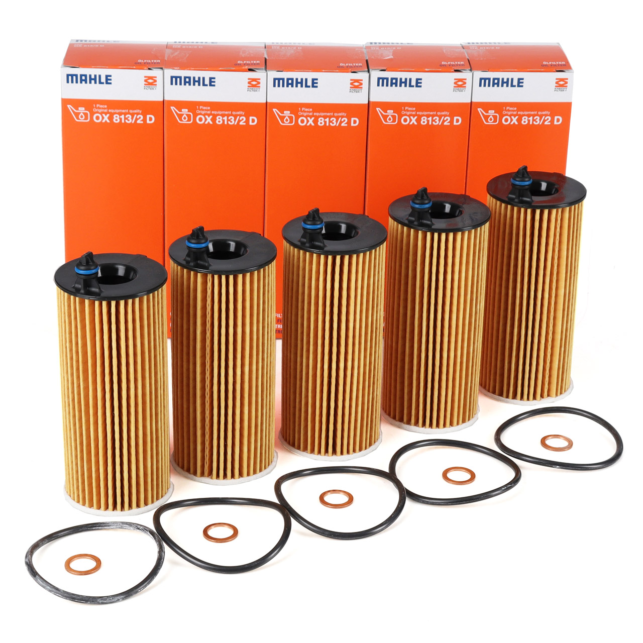 5x MAHLE/KNECHT OX8132D &Ouml;lfilter f&uuml;r BMW 1er F20 F21 3er F30 G20 5er F10 F11 11428575211