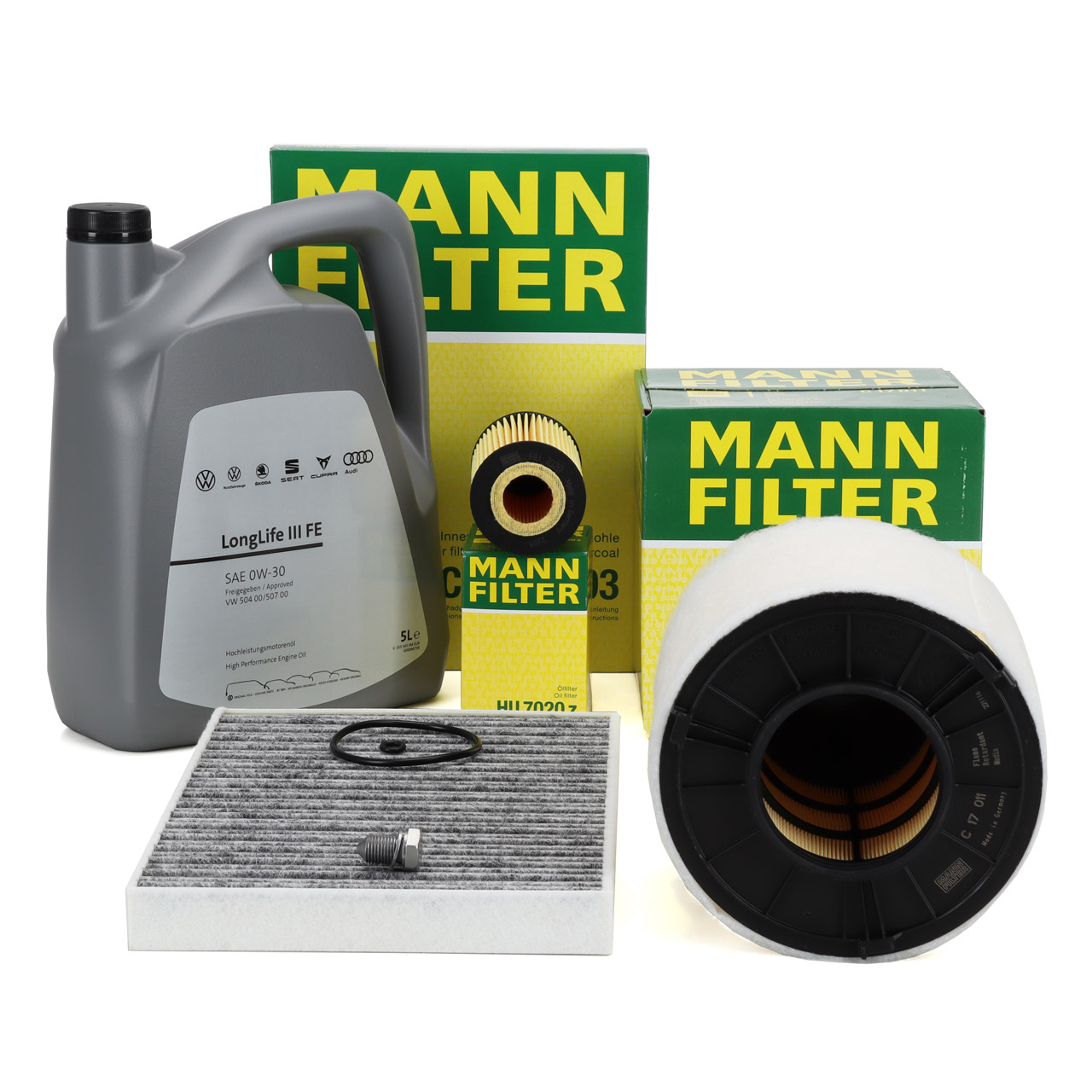 MANN Filterset 3-tlg + 5L ORIGINAL 0W30 Motoröl AUDI A4 (B9) A5 (F5) Q5  (FY) 2.0-40 TDI