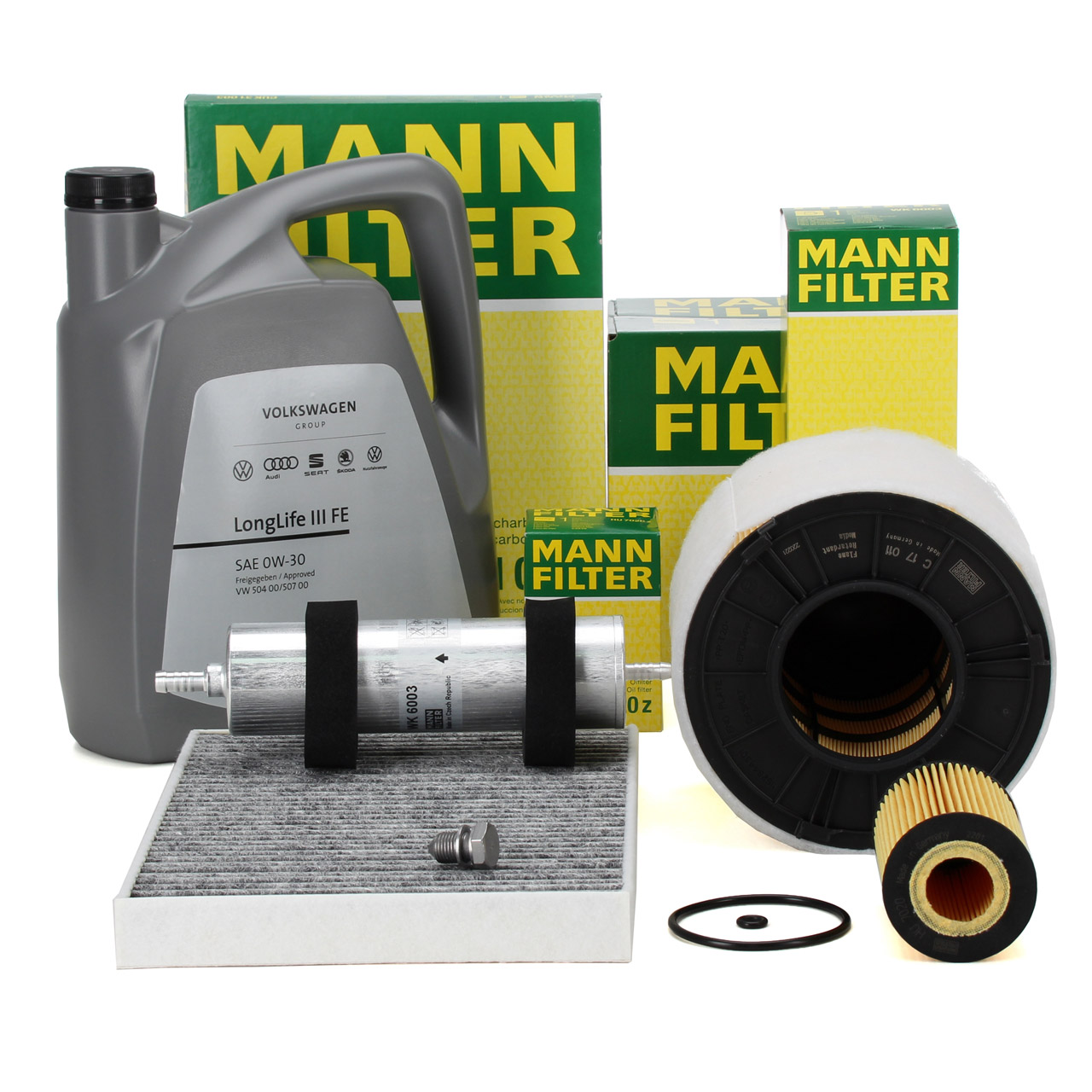 MANN Filterset 4-tlg + 5L ORIGINAL 0W30 Motoröl AUDI A4 (B9) A5 (F5) Q5 (FY) 2.0-40 TDI