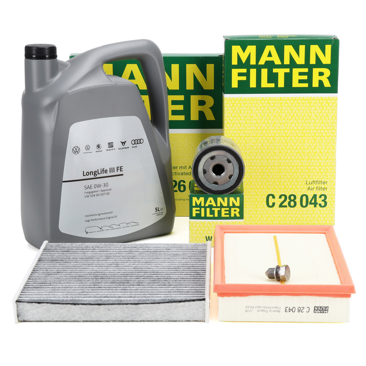 MANN Filterset + 5L ORIGINAL 0W30 Motoröl VW Golf 7 8 A3 8V 8Y Q2 Leon KL 1.0/1.5 TSI