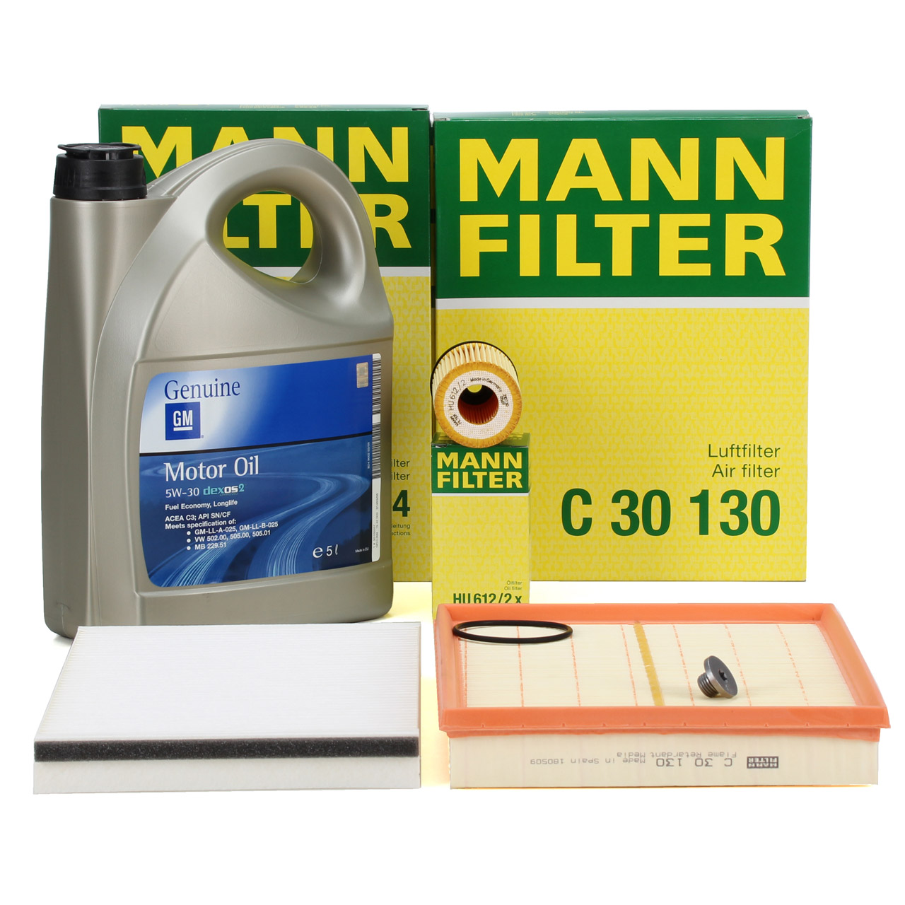MANN Filterset + 5L ORIGINAL 5W30 dexos2 Motoröl OPEL Astra G H