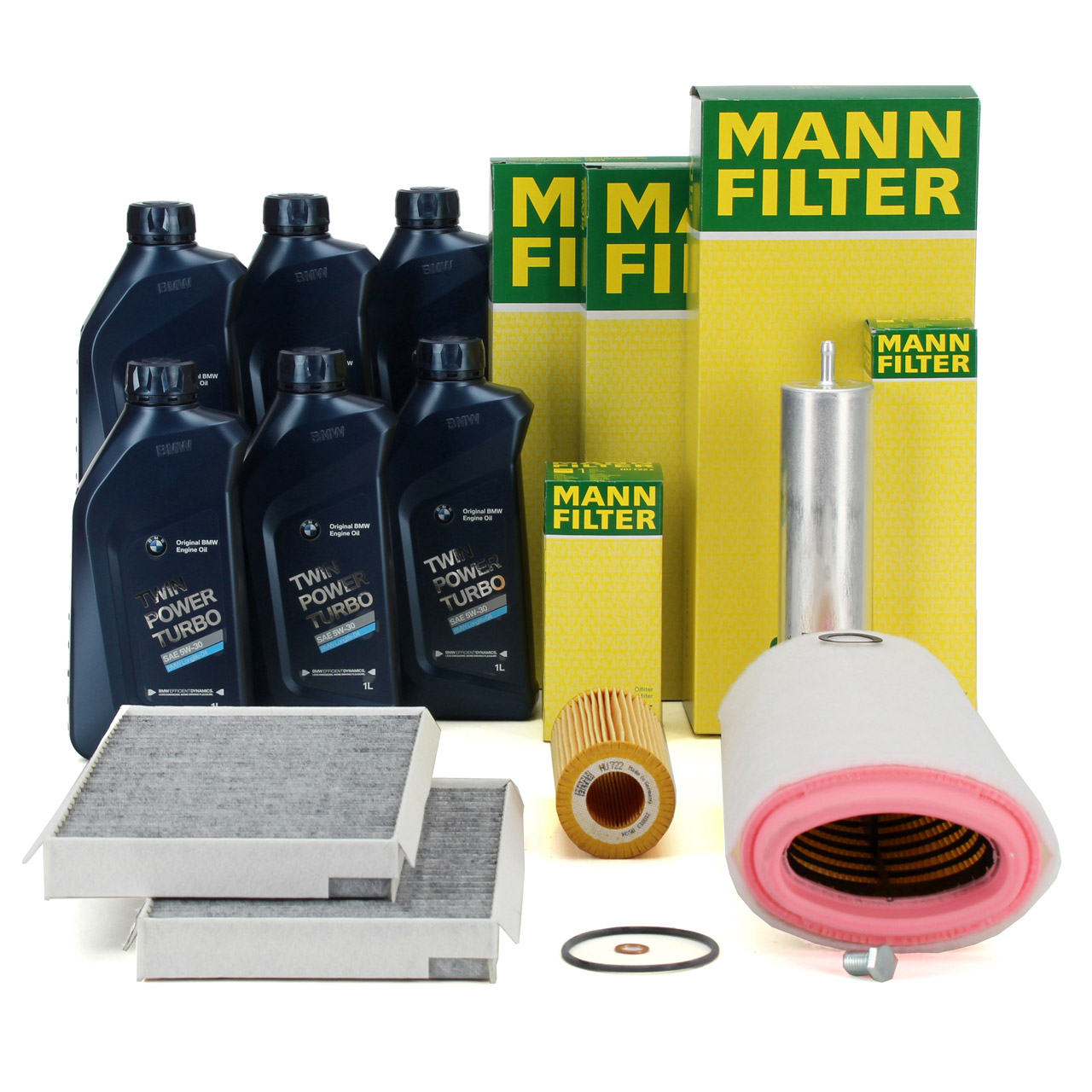 MANN Filterset 4-tlg + 6L ORIGINAL 5W30 Motoröl BMW 5er E60 E61 520d 150/163 PS M47