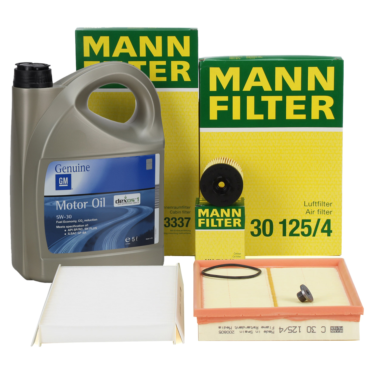 MANN Filterset + 5L ORIGINAL 5W30 dexos1 Gen3 Motor OPEL Corsa C Tigra B 1.0-1.4 bis Motor