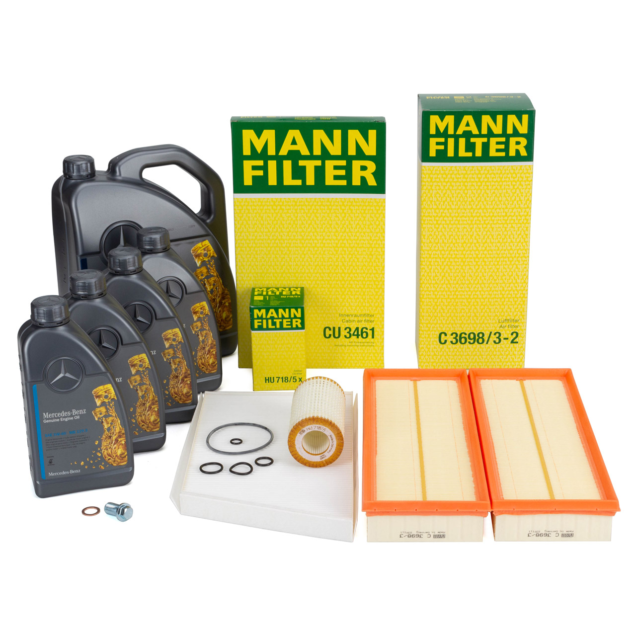 MANN Filterset + 9L ORIGINAL 5W30 MB 229.51 Motoröl MERCEDES W203 S203 M112 M113 M272