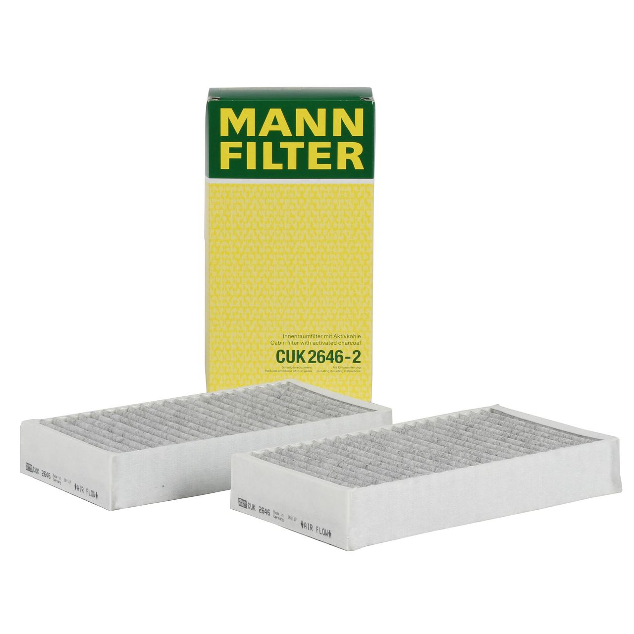 MANN CUK2646-2 Activated Carbon Cabin Air Filter for Mercedes GL-Class X164 and M-Class 1648300218