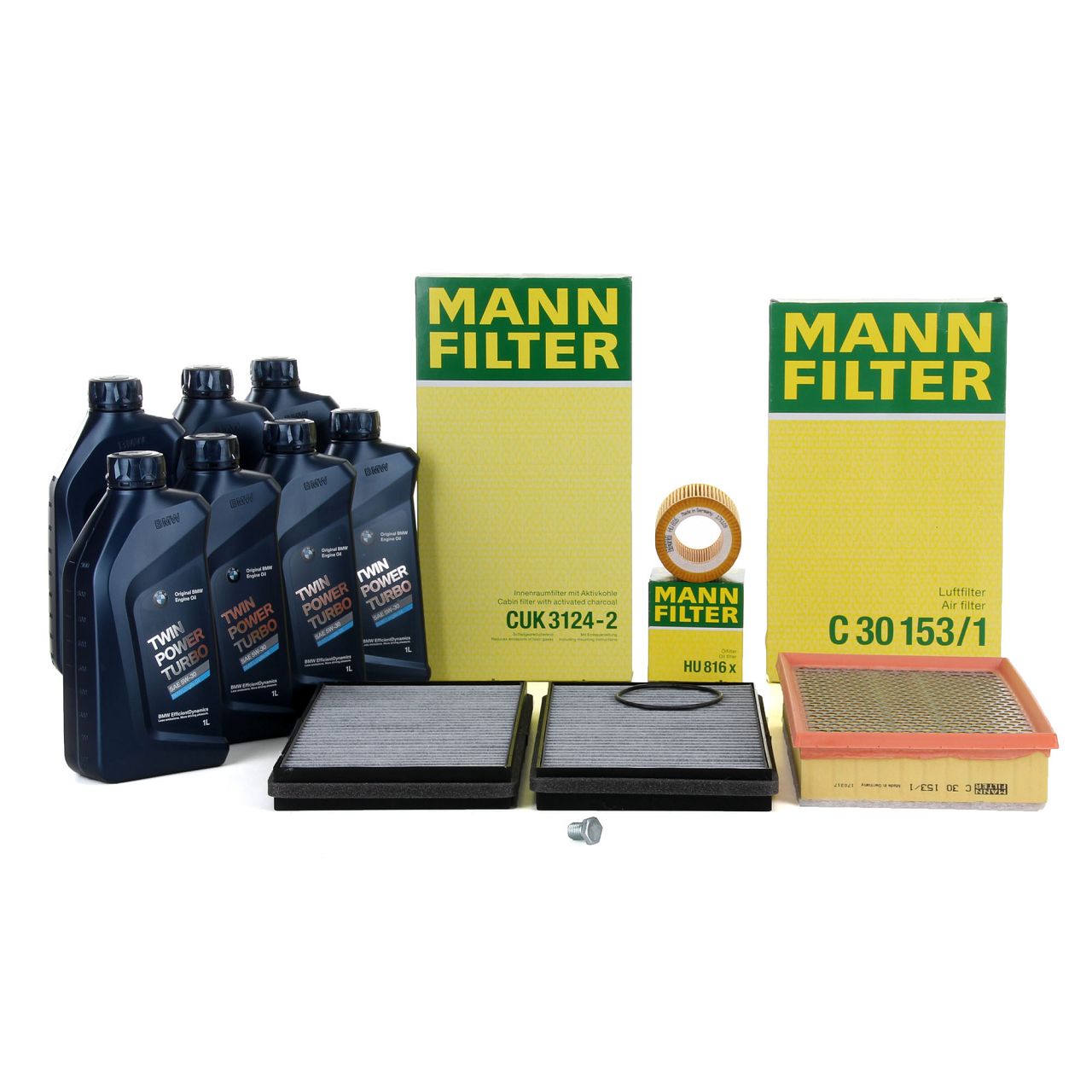 MANN Filterset 3-tlg + 7L ORIGINAL 5W30 Motoröl BMW 7er E65 E66 E67 730i  250/258 PS N52